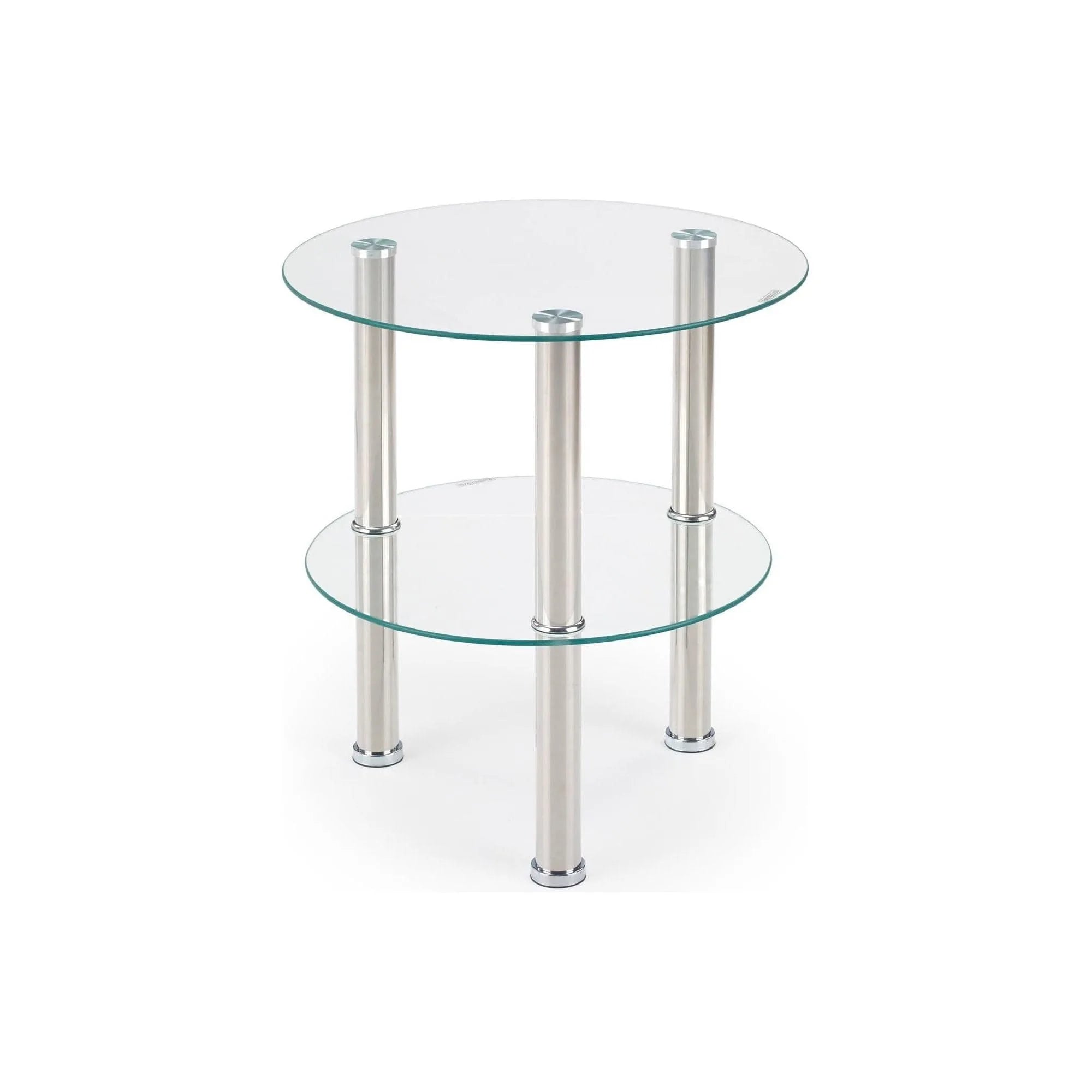 Masuta cafea Sardinia, transparent/argintiu, sticla/otel, 45x45x48 cm