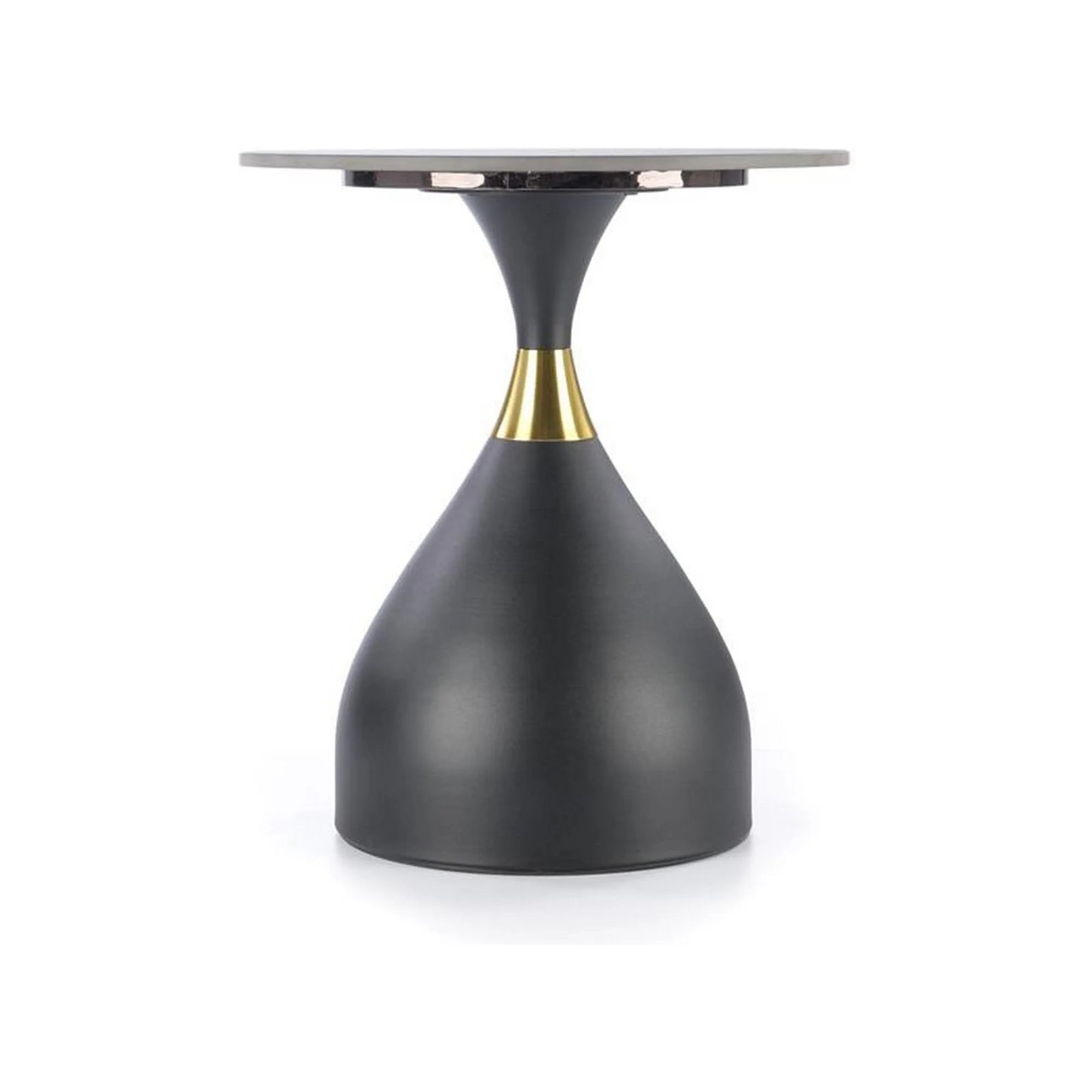 Masuta cafea SCALITA, negru cu efect de marmura/auriu, ceramica/otel, 50x50x57 cm