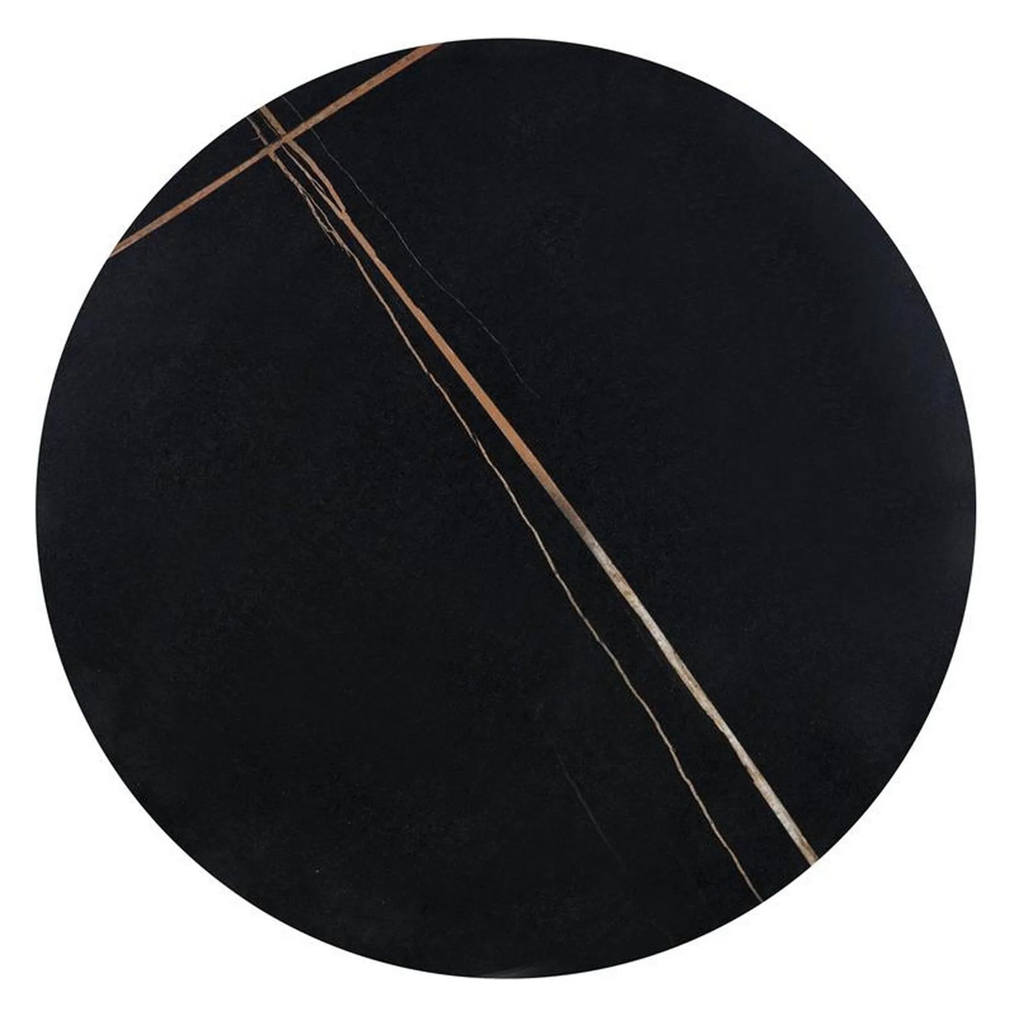 Masuta cafea SCALITA, negru cu efect de marmura/auriu, ceramica/otel, 50x50x57 cm