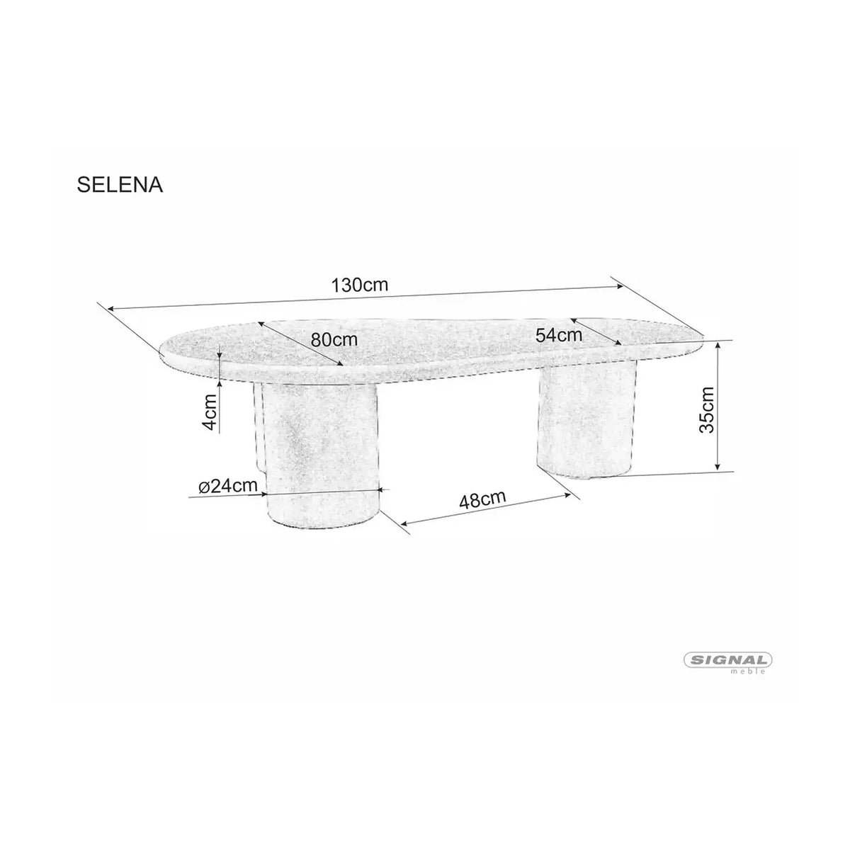 Masuta cafea SELENA, gri deschis, microciment, 130x80x35 cm