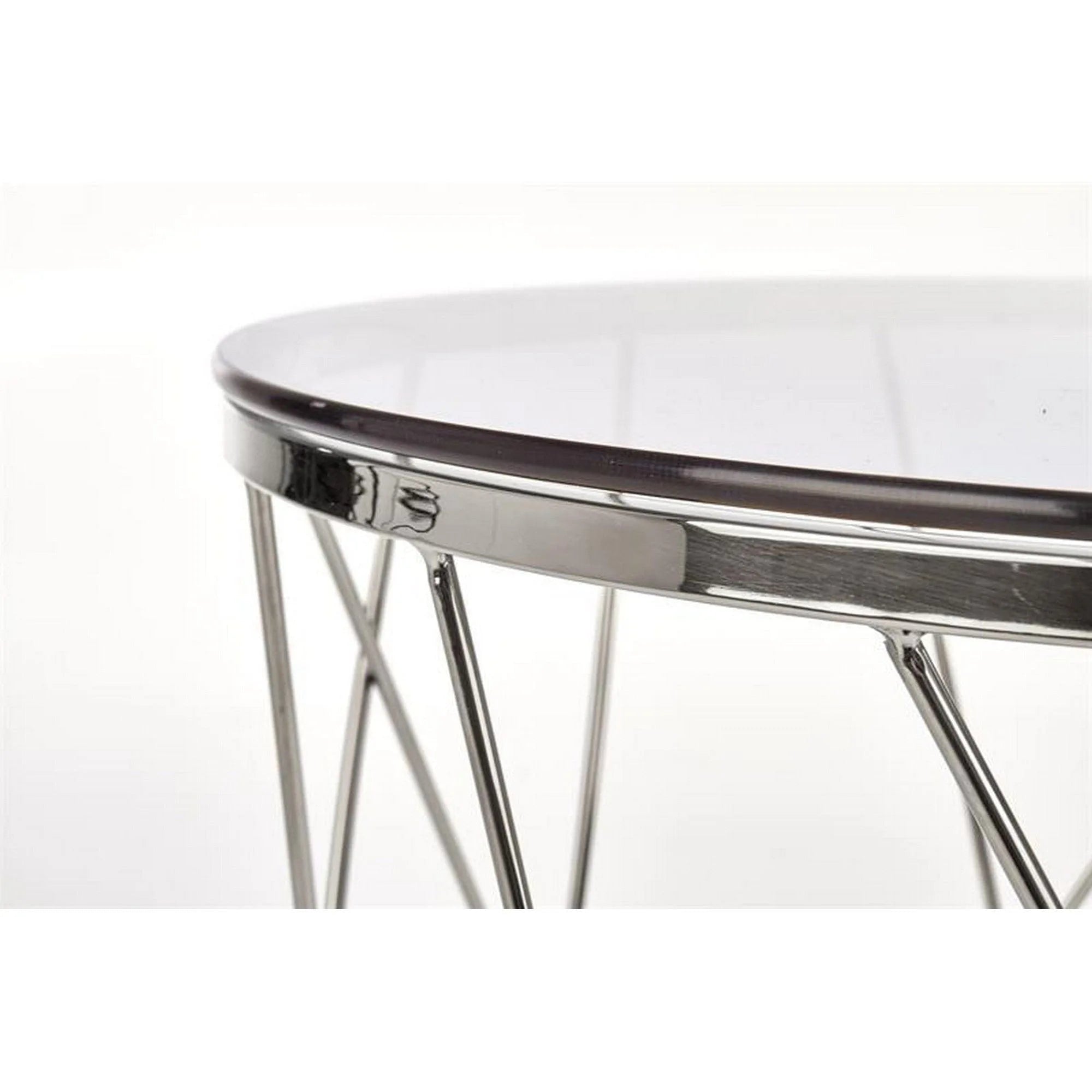 Masuta cafea Selena, transparent/argintiu, sticla/otel, 55x55x55 cm