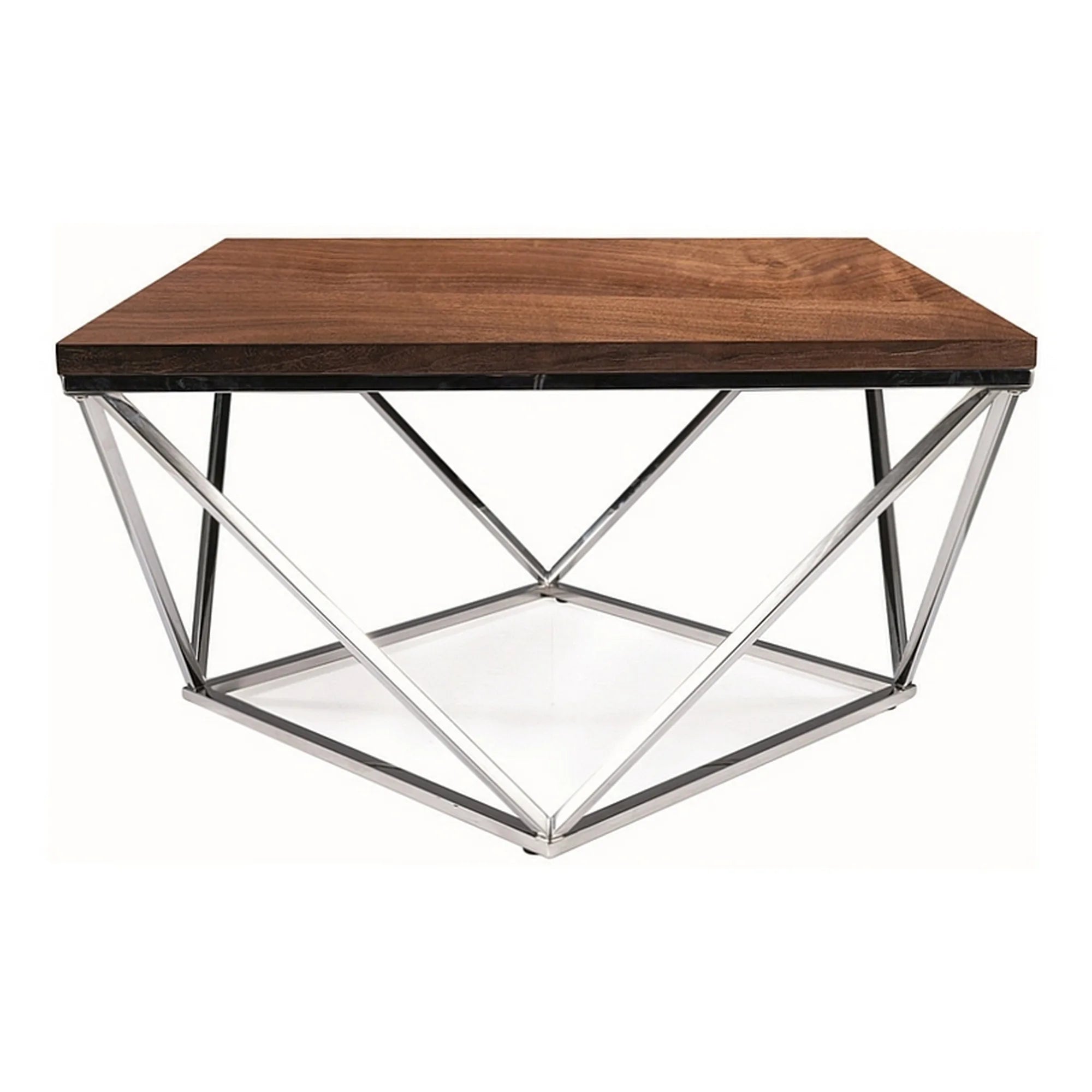 Masuta cafea SILVER A, nuc/argintiu, 80x80x45 cm