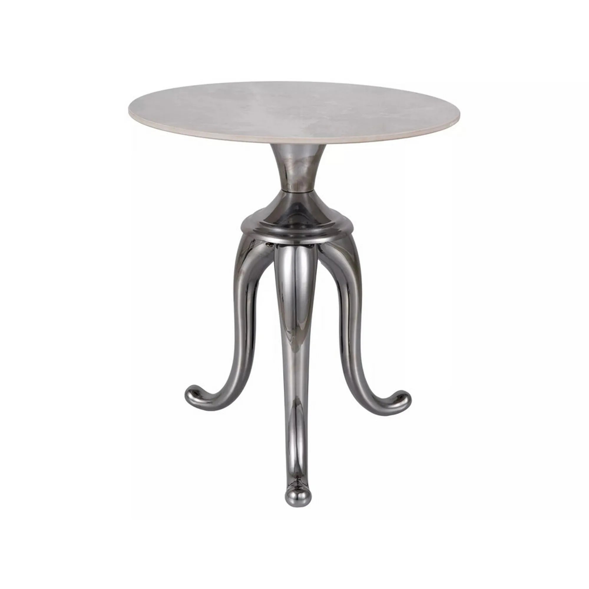 Masuta cafea SNAKE, alb cu efect de marmura/argintiu, ceramica/metal, 48x55 cm