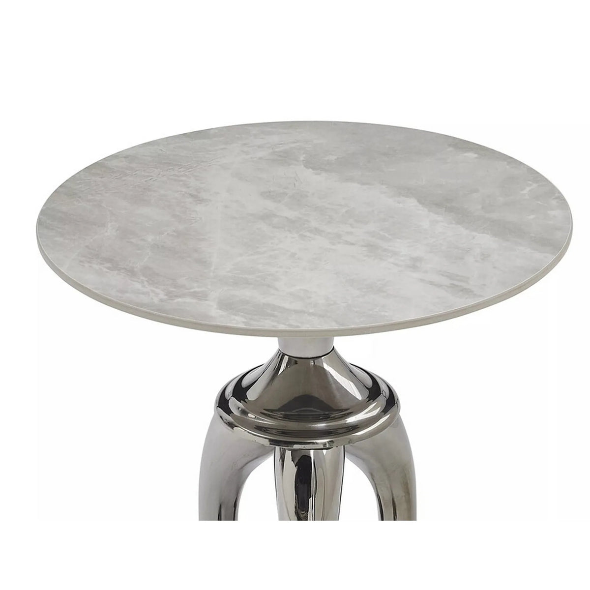 Masuta cafea SNAKE, alb cu efect de marmura/argintiu, ceramica/metal, 48x55 cm