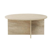 Masuta cafea SOLEIL, bej cu efect de piatra travertin, PAL melaminat, 90x90x40 cm