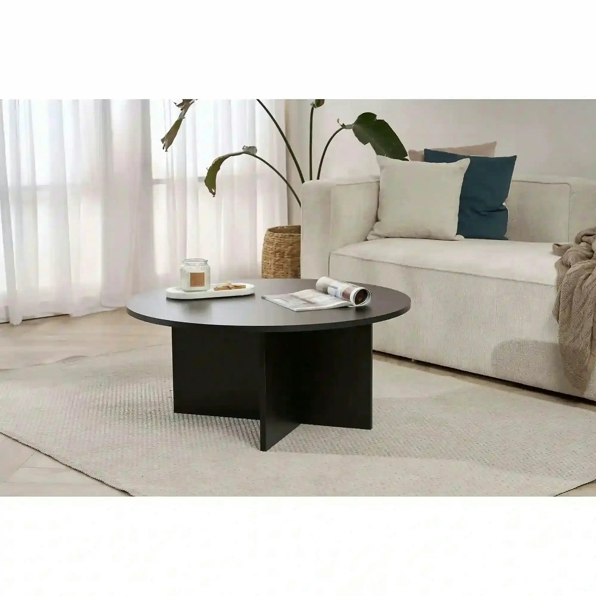 Masuta cafea SOLEIL, negru, PAL melaminat, 90x90x40 cm
