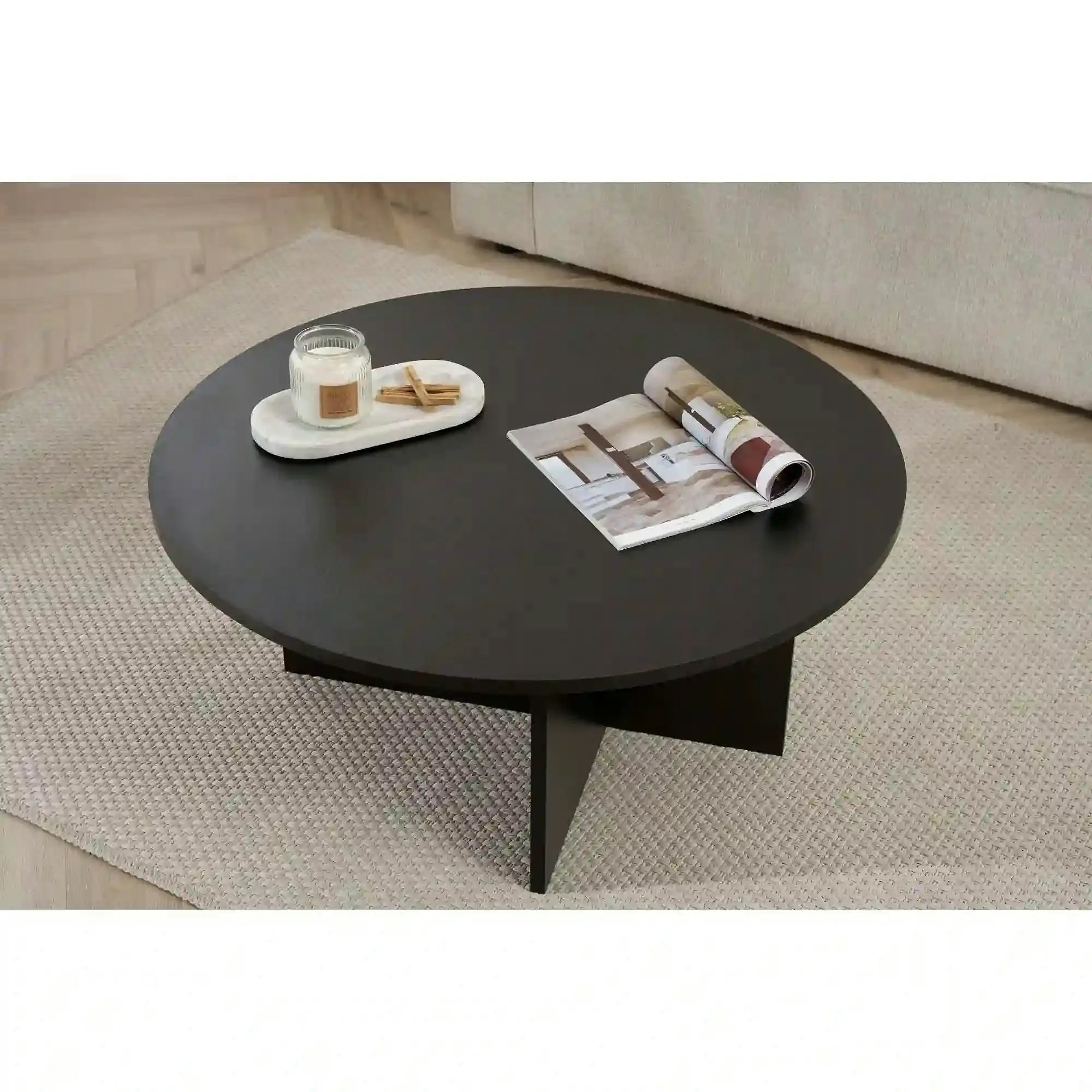 Masuta cafea SOLEIL, negru, PAL melaminat, 90x90x40 cm