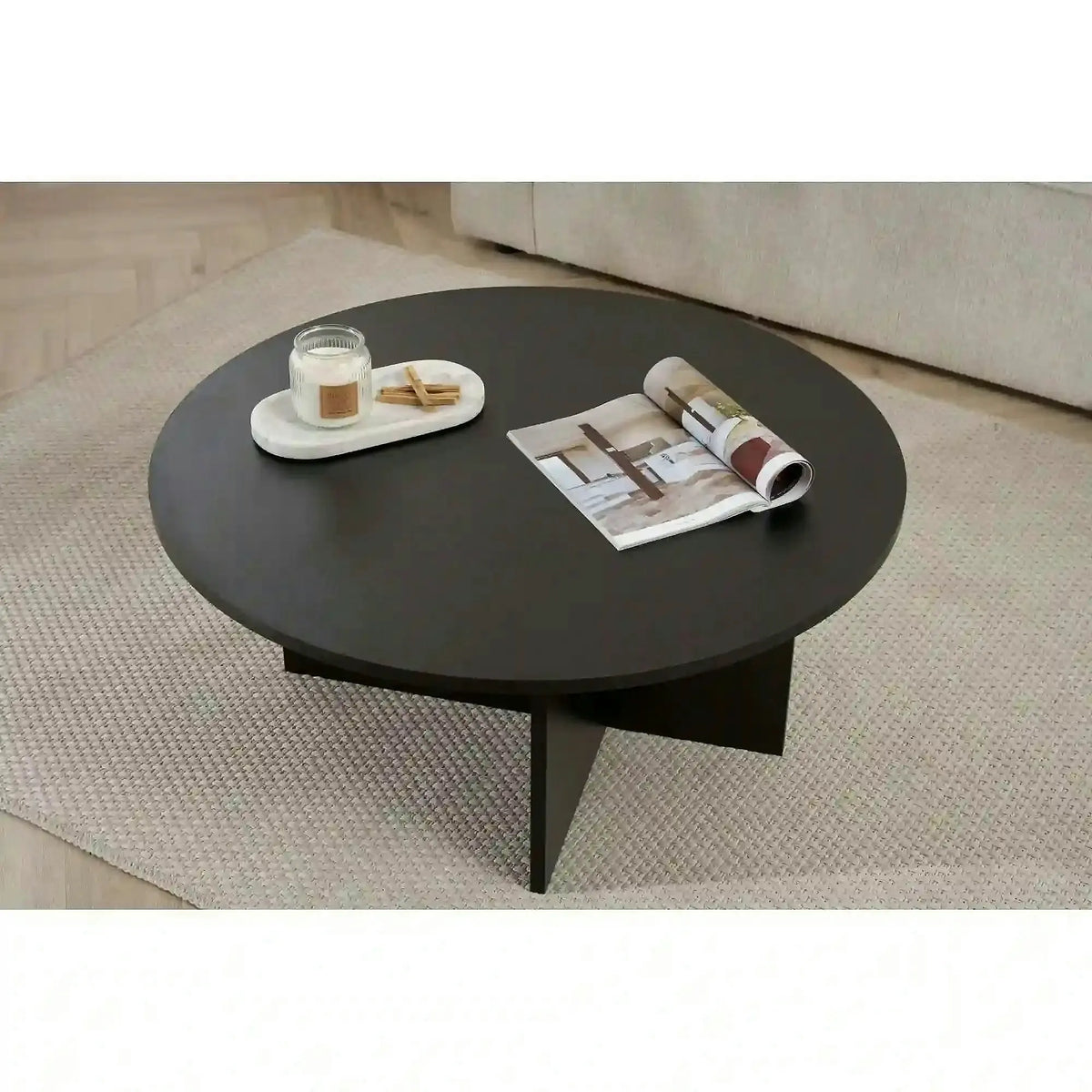 Masuta cafea SOLEIL, negru, PAL melaminat, 90x90x40 cm