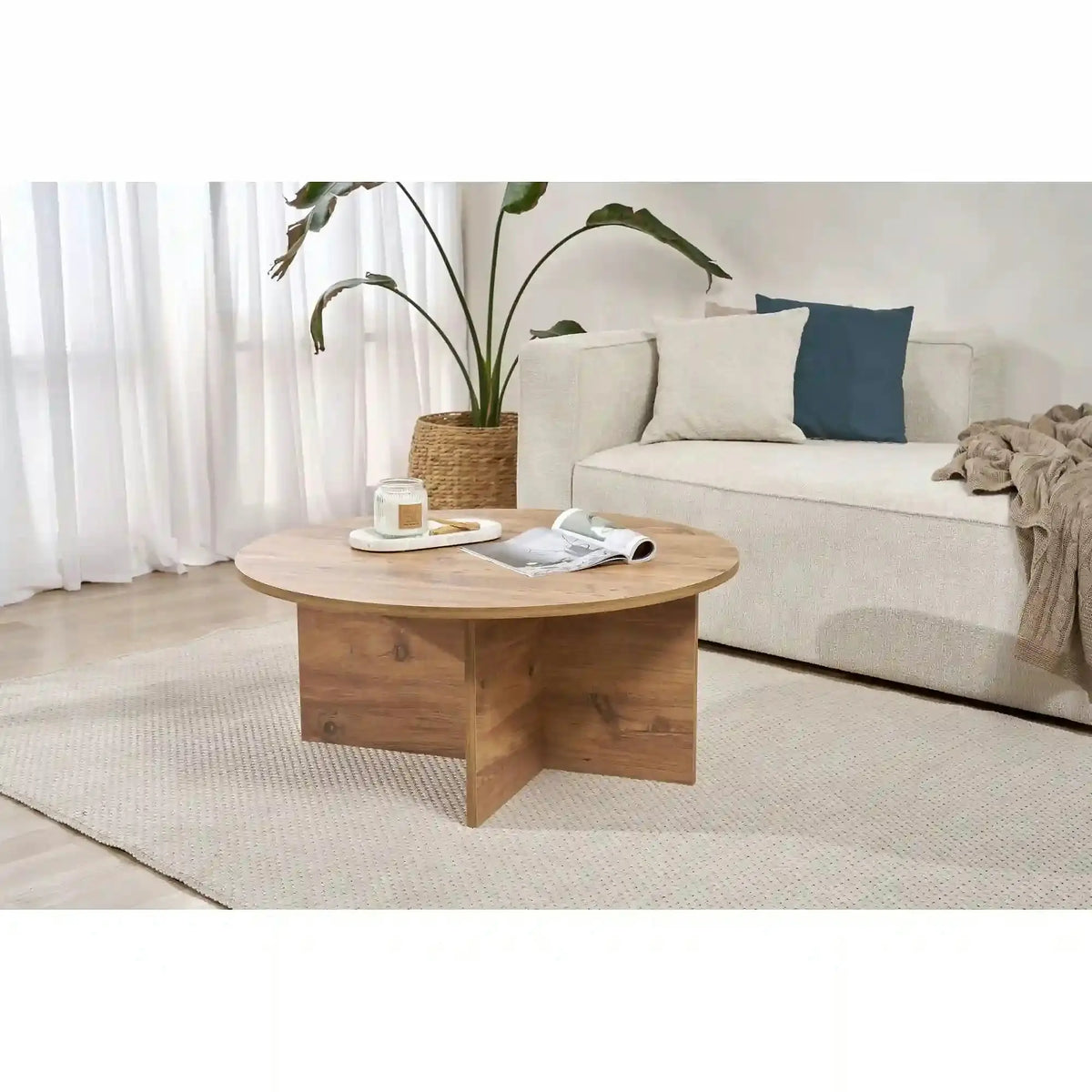 Masuta cafea SOLEIL, pin, PAL melaminat, 90x90x40 cm