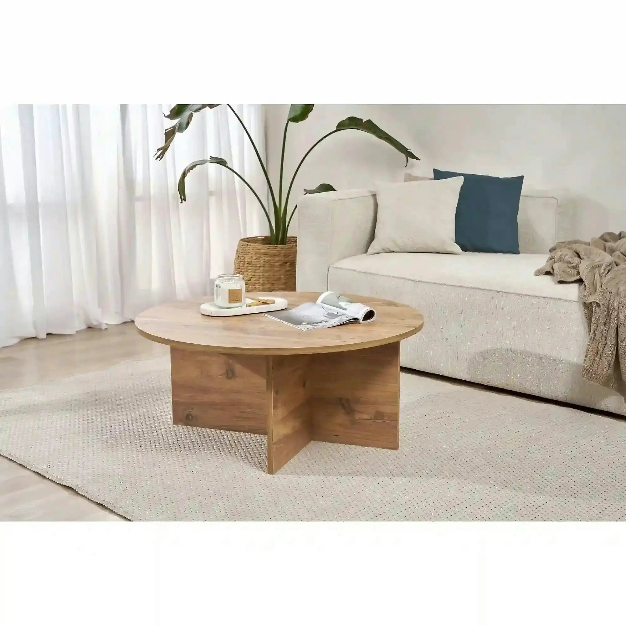 Masuta cafea SOLEIL, pin, PAL melaminat, 90x90x40 cm