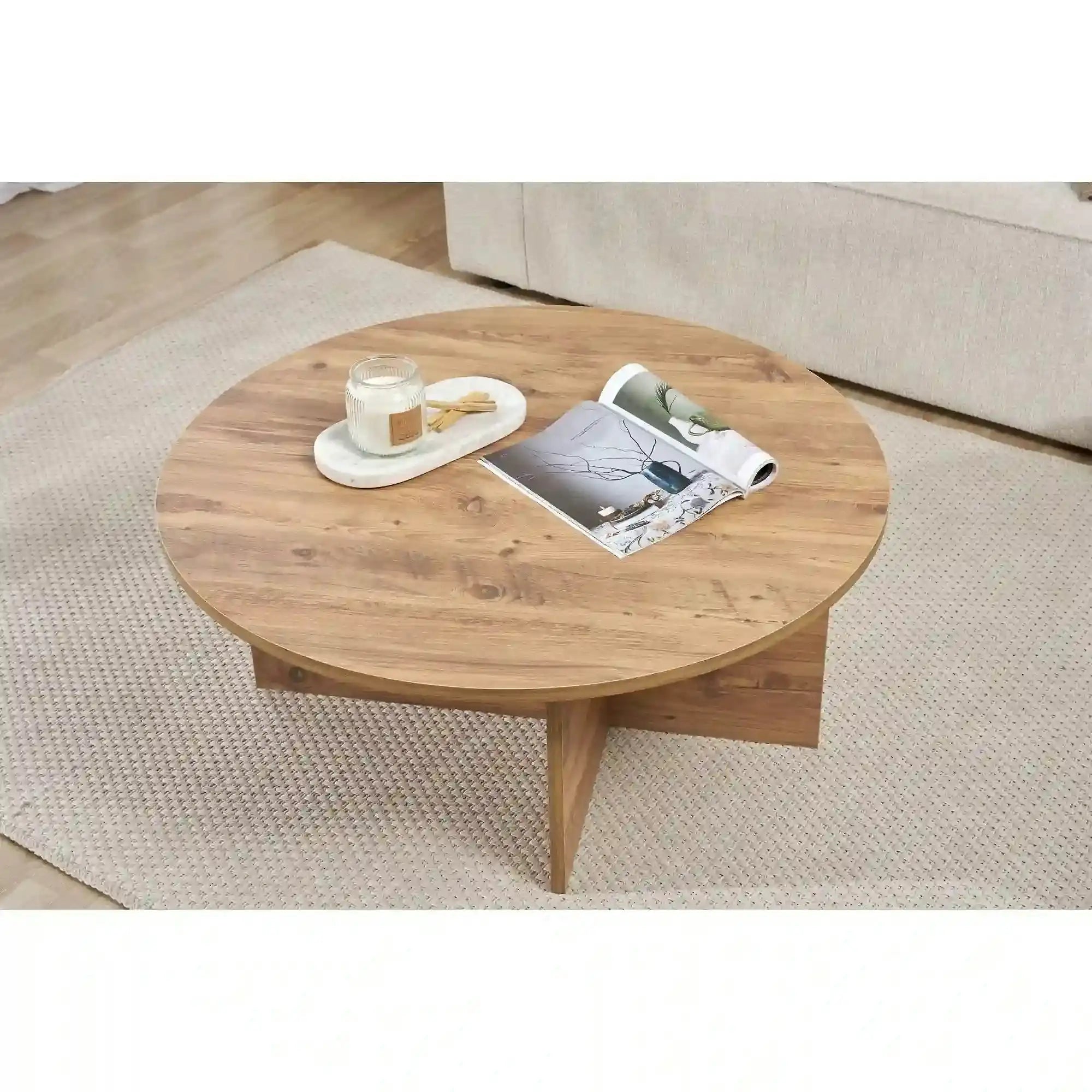 Masuta cafea SOLEIL, pin, PAL melaminat, 90x90x40 cm