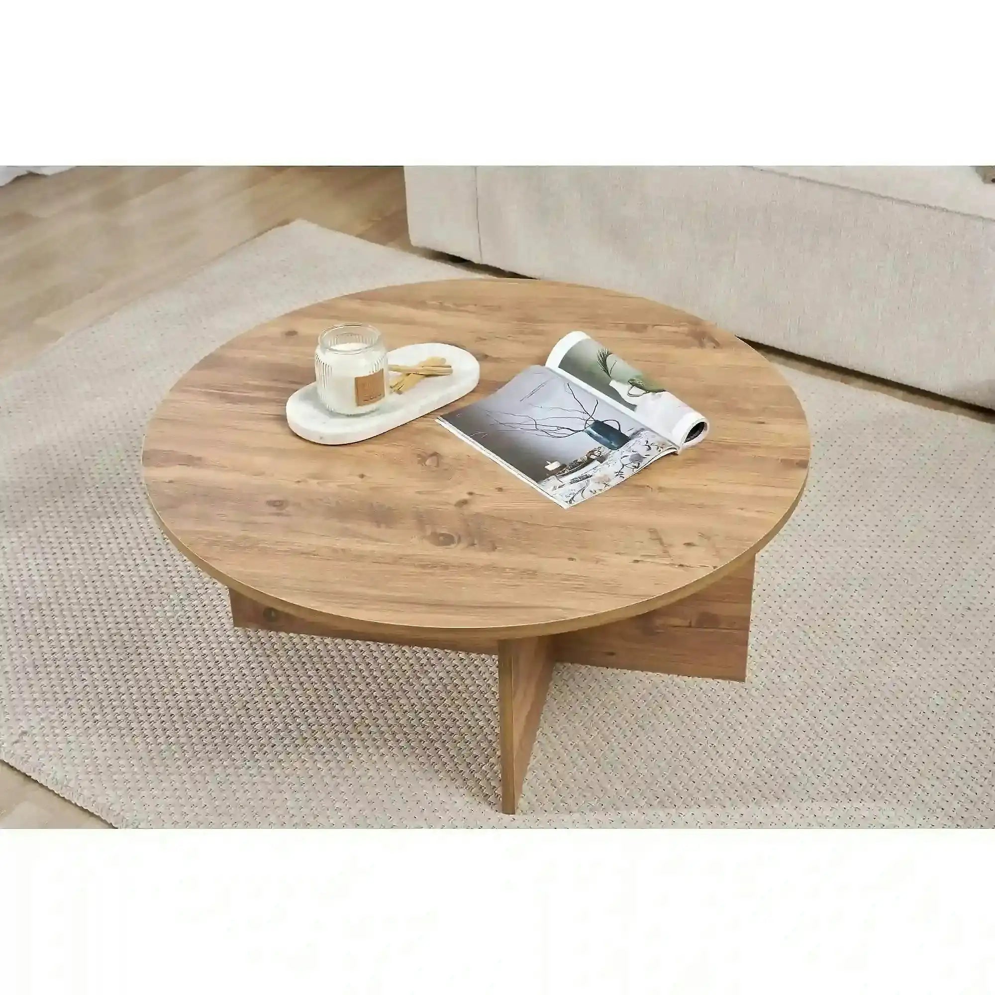 Masuta cafea SOLEIL, pin, PAL melaminat, 90x90x40 cm