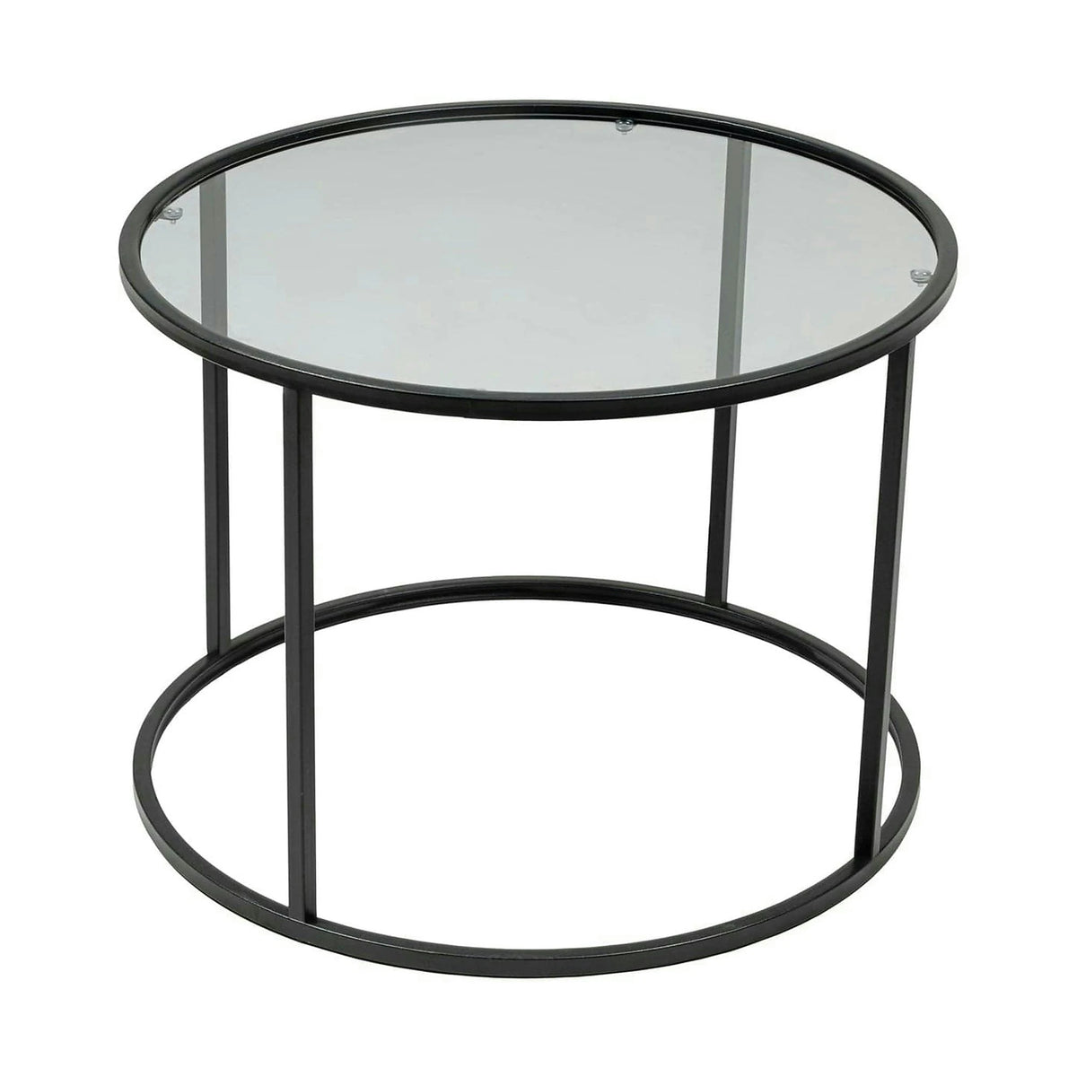 Masuta cafea STARTIS, transparent/negru, sticla/metal, 60x60x45 cm