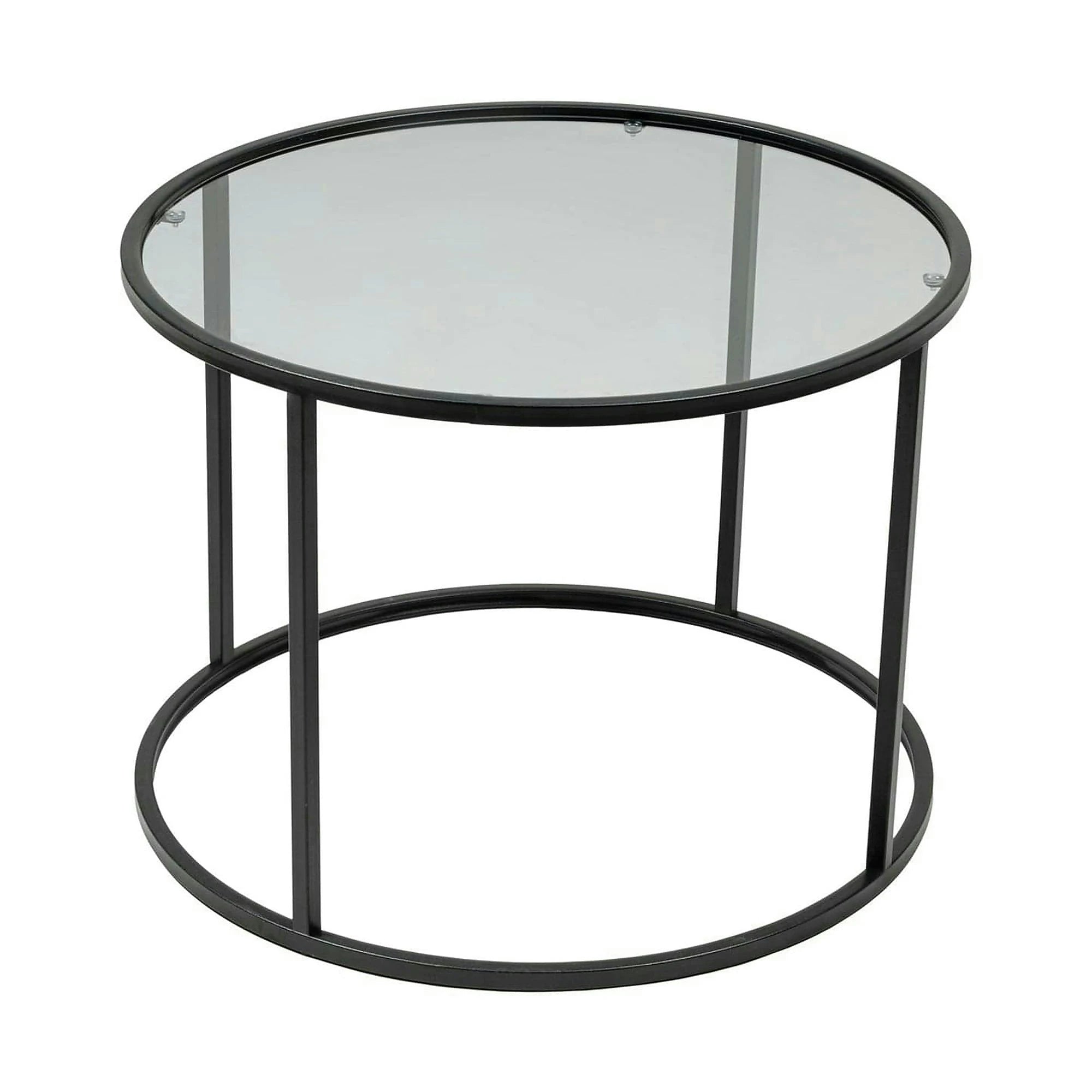 Masuta cafea STARTIS, transparent/negru, sticla/metal, 60x60x45 cm