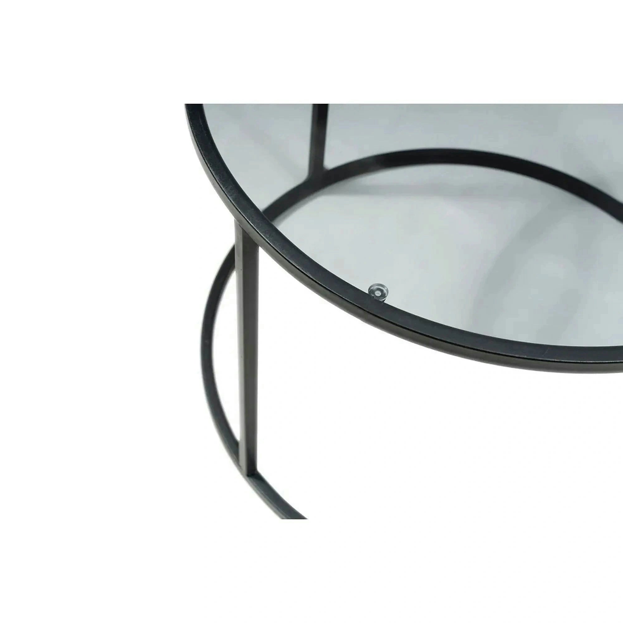 Masuta cafea STARTIS, transparent/negru, sticla/metal, 60x60x45 cm