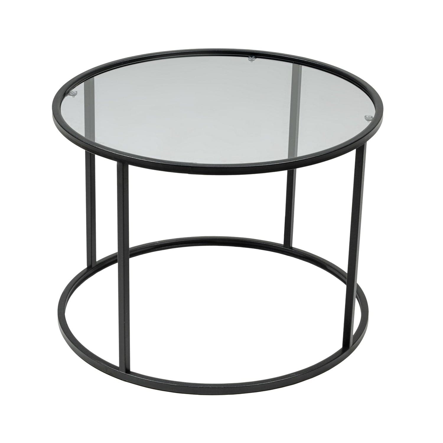 Masuta cafea STARTIS, transparent/negru, sticla/metal, 60x60x45 cm