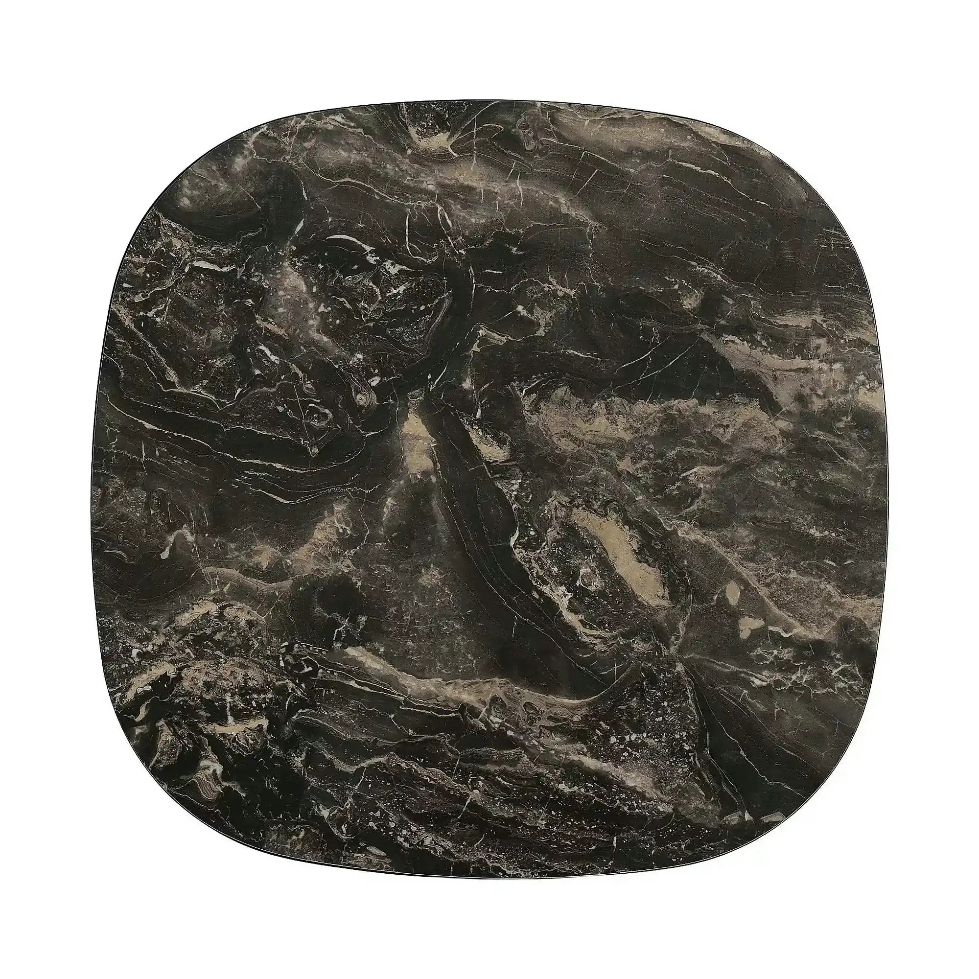 Măsuță cafea STELLA A, negru lucios/cupru, ceramică/metal, 100x100x38 cm