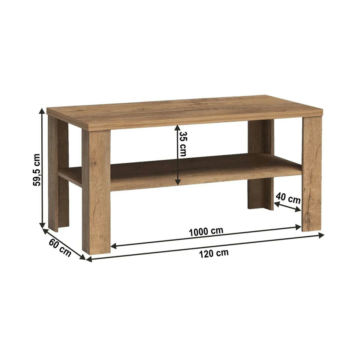 Masuta cafea TEDY T13, PAL melaminat, stejar lefkas, 120x60x59 cm