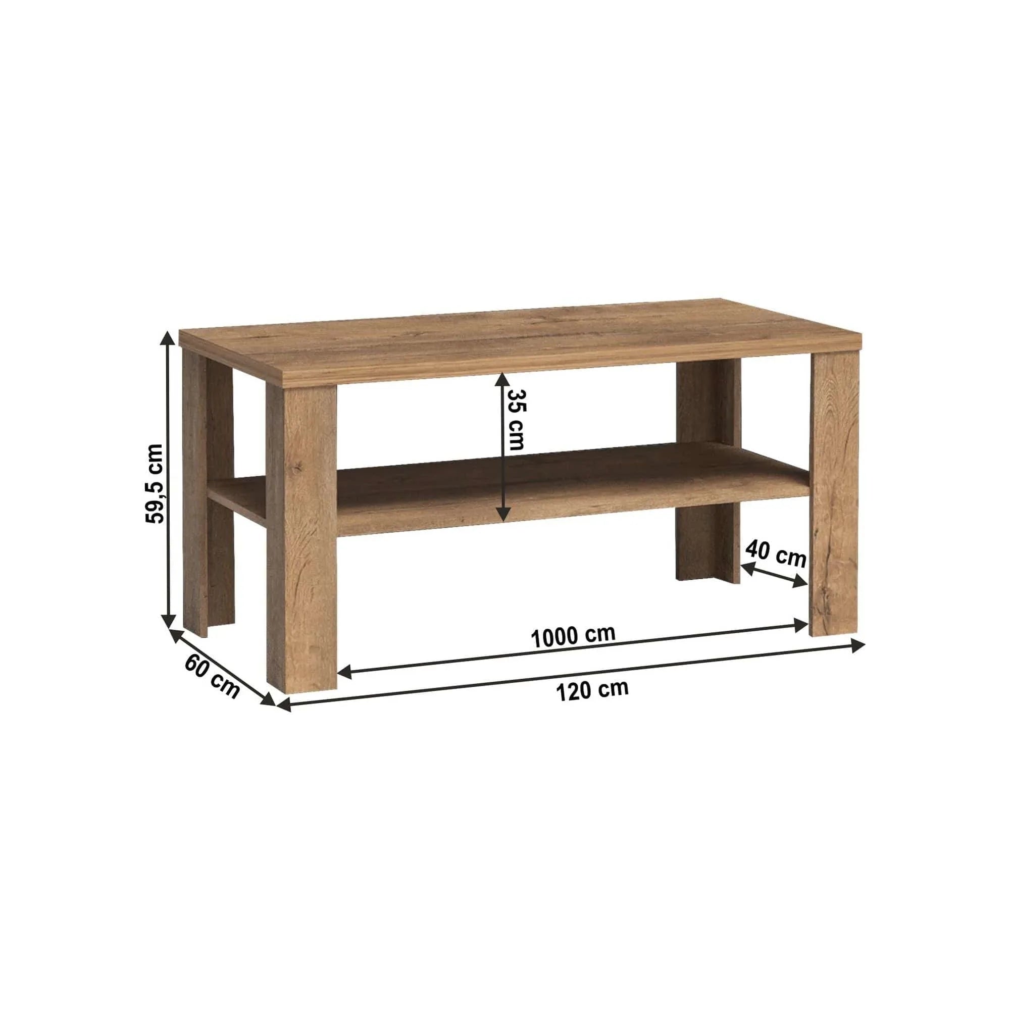 Masuta cafea TEDY T13, PAL melaminat, stejar lefkas, 120x60x59 cm