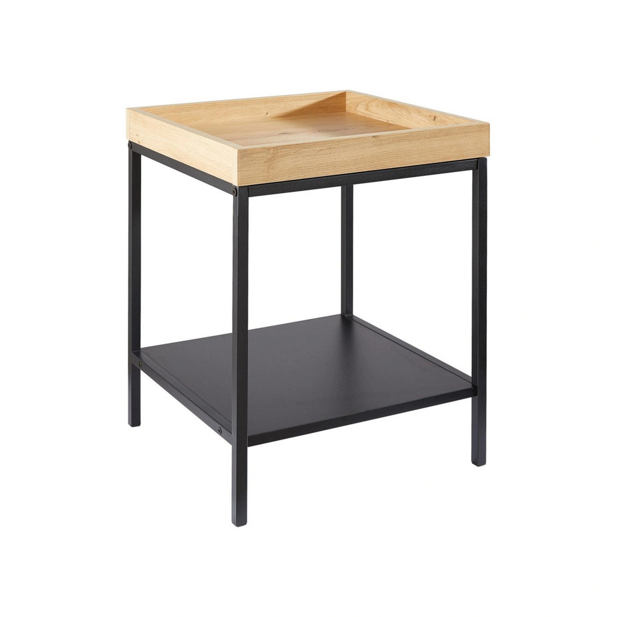 Masuta cafea TOM, stejar/negru, lemn/metal, 40x40x50 cm