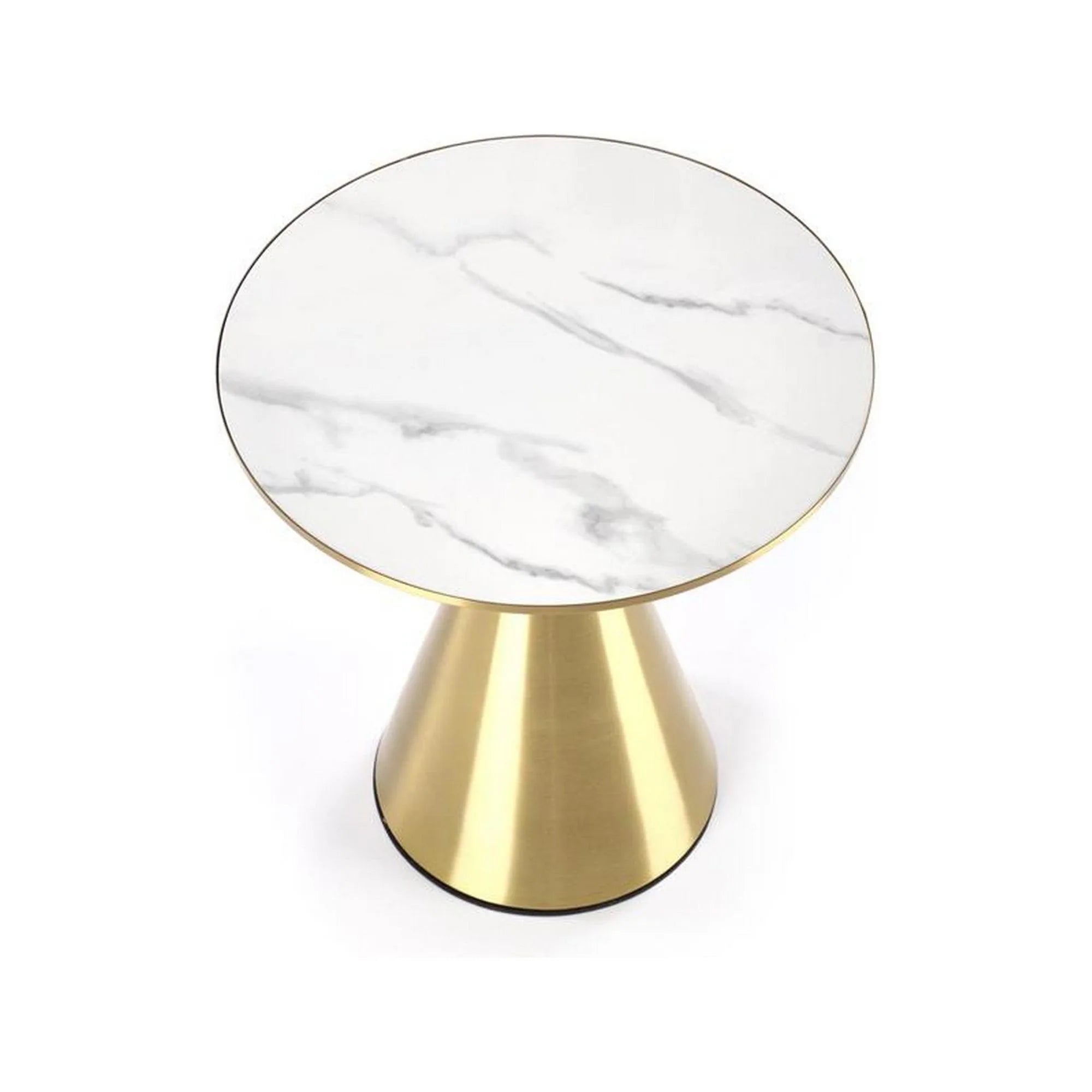 Masuta cafea TRIBECA, alb/auriu, ceramica/otel, 50x50x52 cm