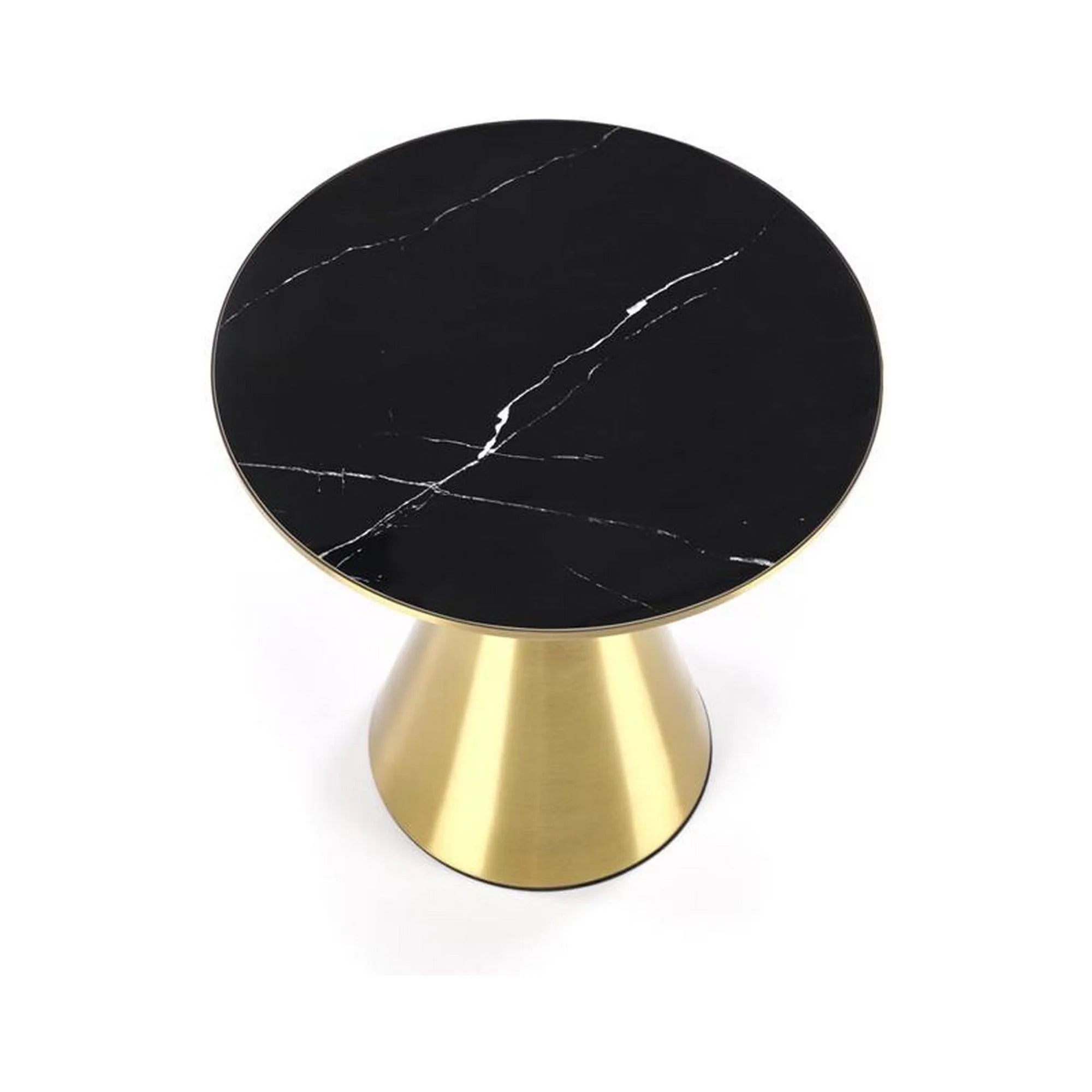 Masuta cafea TRIBECA, negru/auriu, ceramica/otel, 50x50x52 cm