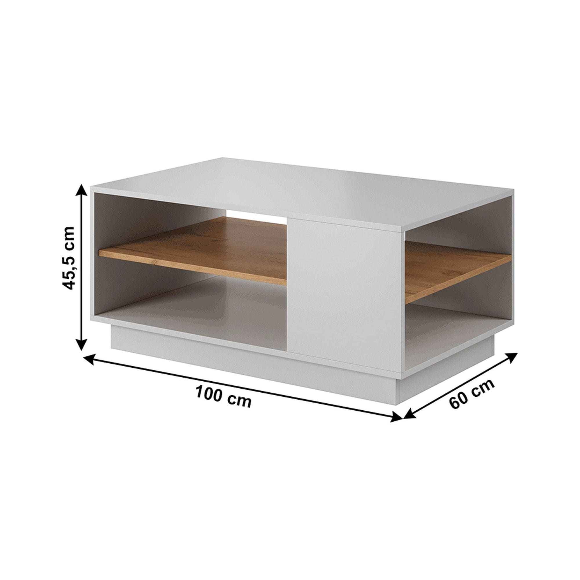 Masuta cafea TRIO, stejar auriu/alb, PAL laminat, 100x45x60 cm