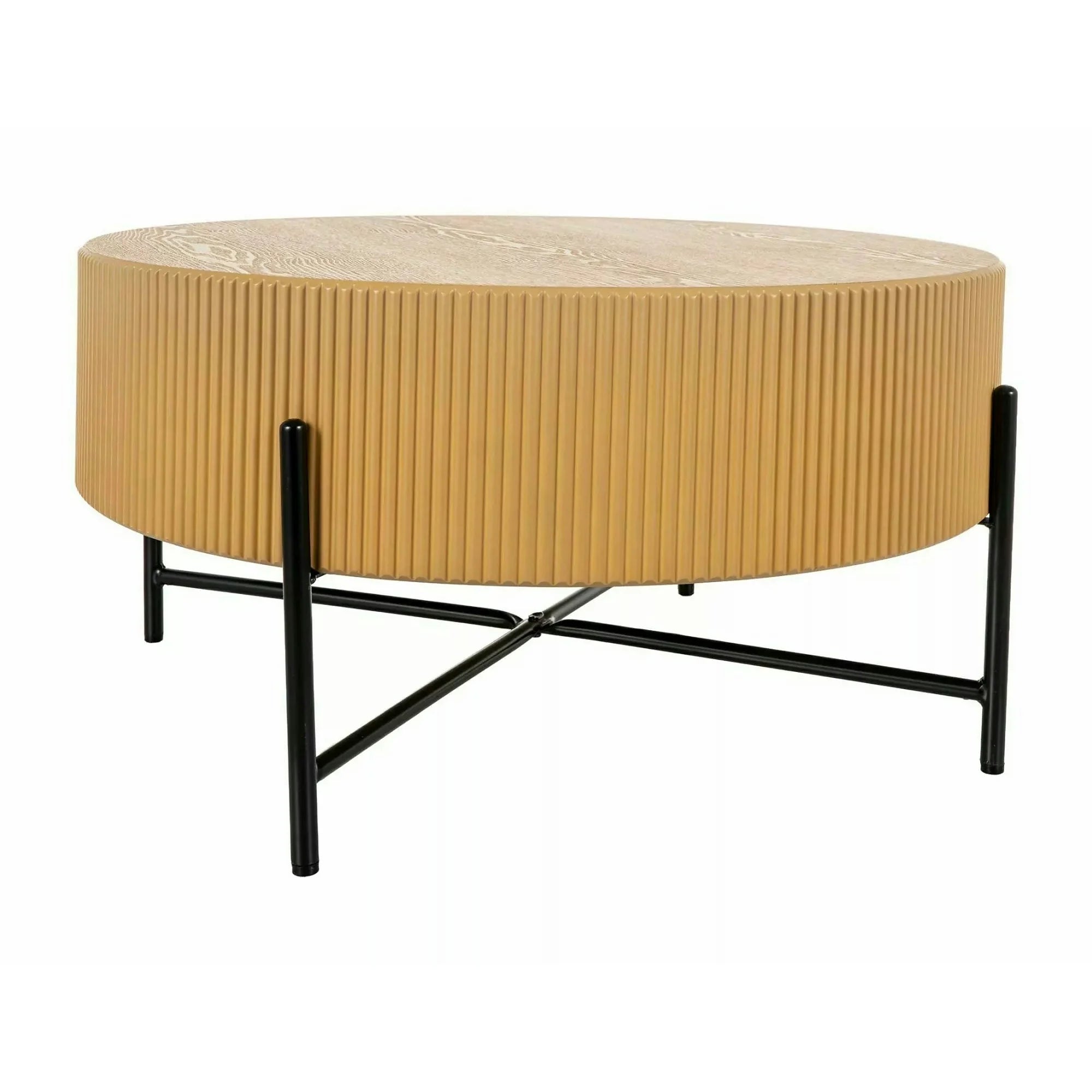 Măsuță cafea TUCA, stejar/negru mat, furnir/metal/MDF, 80x80x40 cm