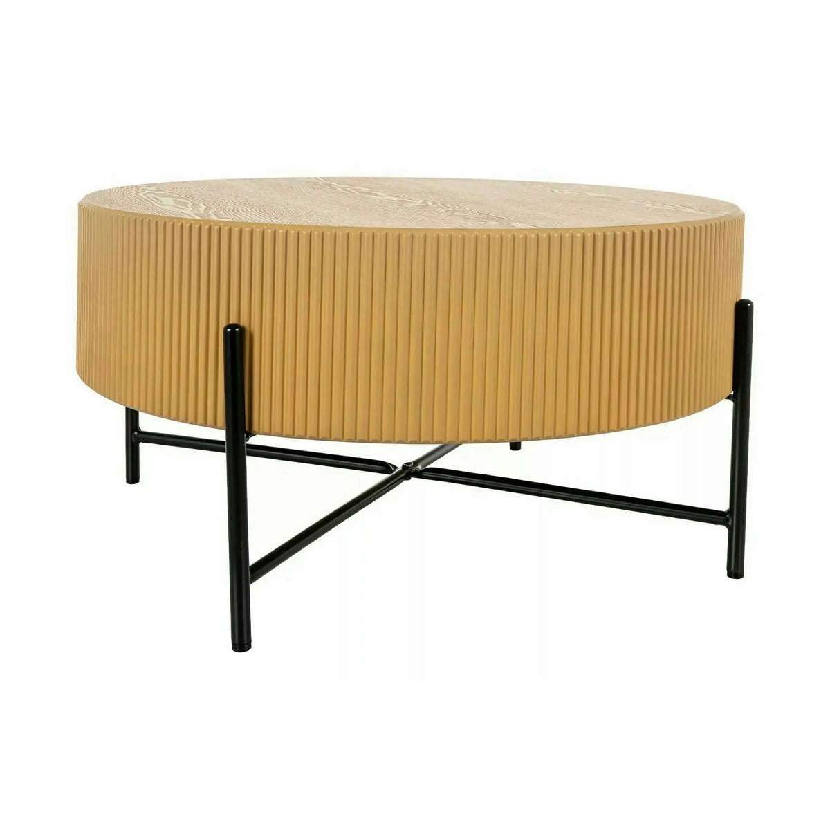 Măsuță cafea TUCA, stejar/negru mat, furnir/metal/MDF, 80x80x40 cm