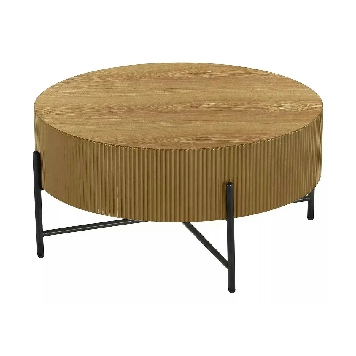 Măsuță cafea TUCA, stejar/negru mat, furnir/metal/MDF, 80x80x40 cm