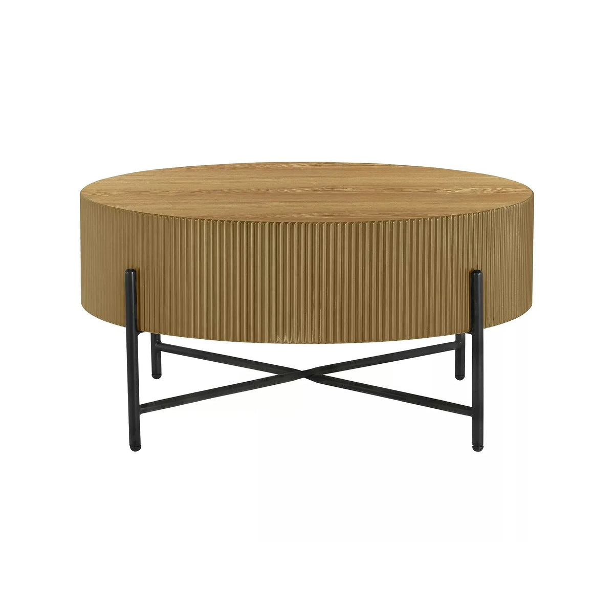 Măsuță cafea TUCA, stejar/negru mat, furnir/metal/MDF, 80x80x40 cm