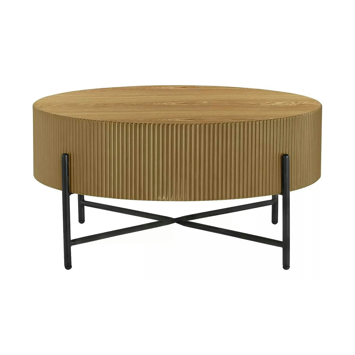 Măsuță cafea TUCA, stejar/negru mat, furnir/metal/MDF, 80x80x40 cm