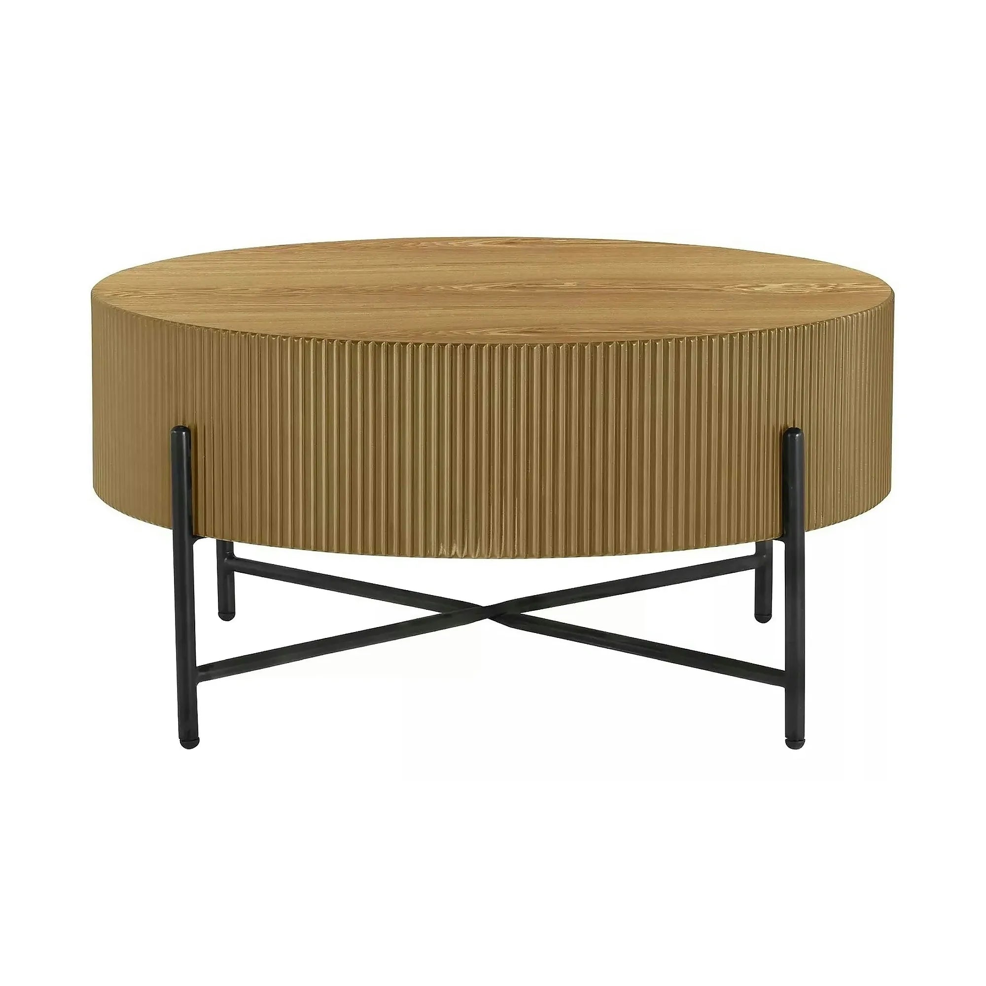 Măsuță cafea TUCA, stejar/negru mat, furnir/metal/MDF, 80x80x40 cm