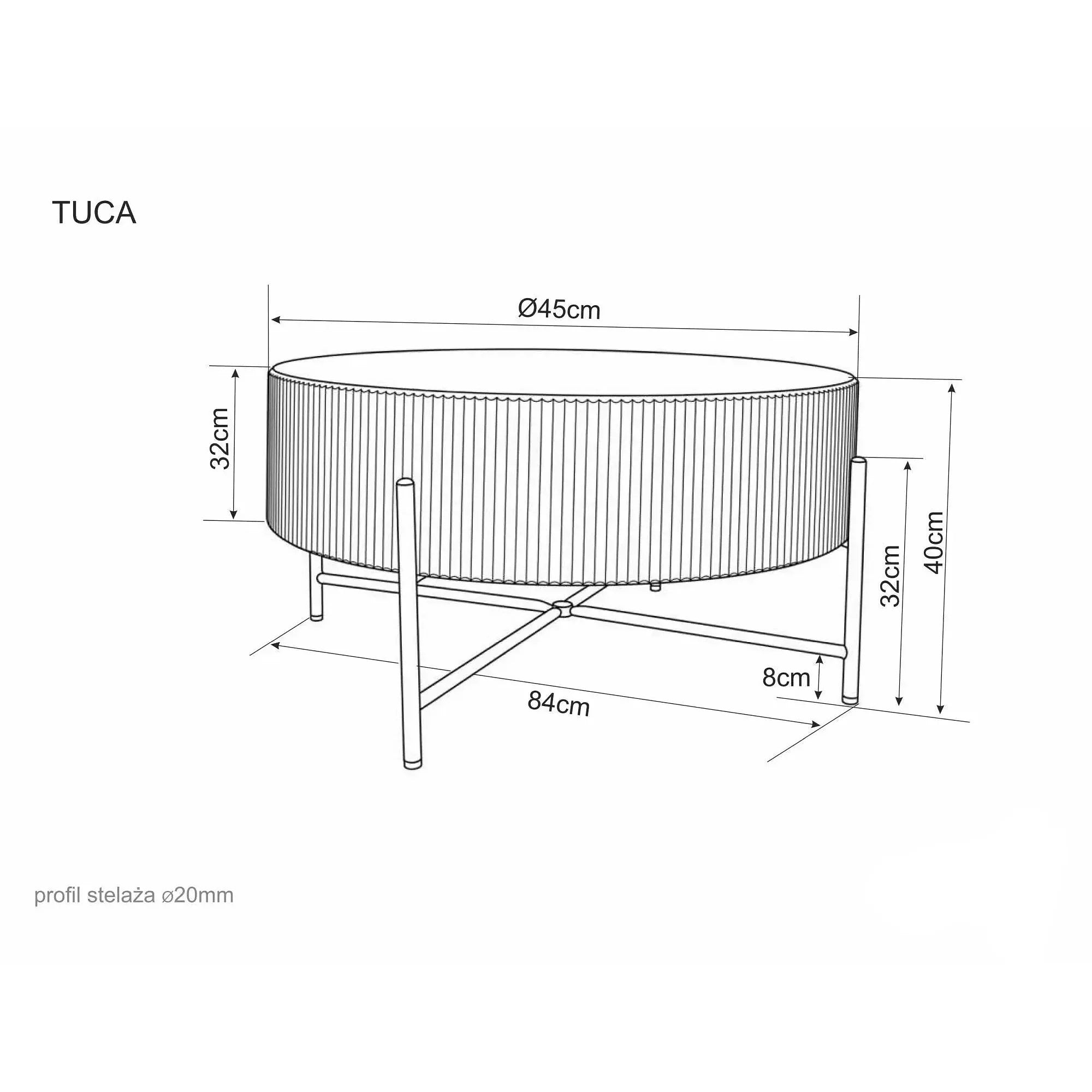 Măsuță cafea TUCA, stejar/negru mat, furnir/metal/MDF, 80x80x40 cm