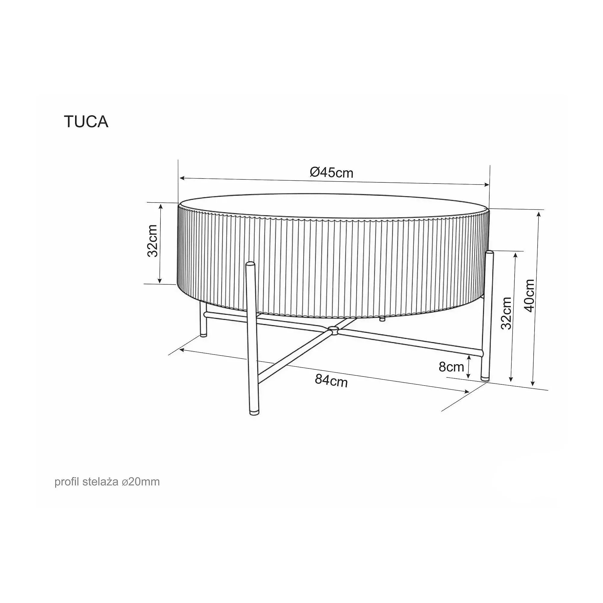 Măsuță cafea TUCA, stejar/negru mat, furnir/metal/MDF, 80x80x40 cm