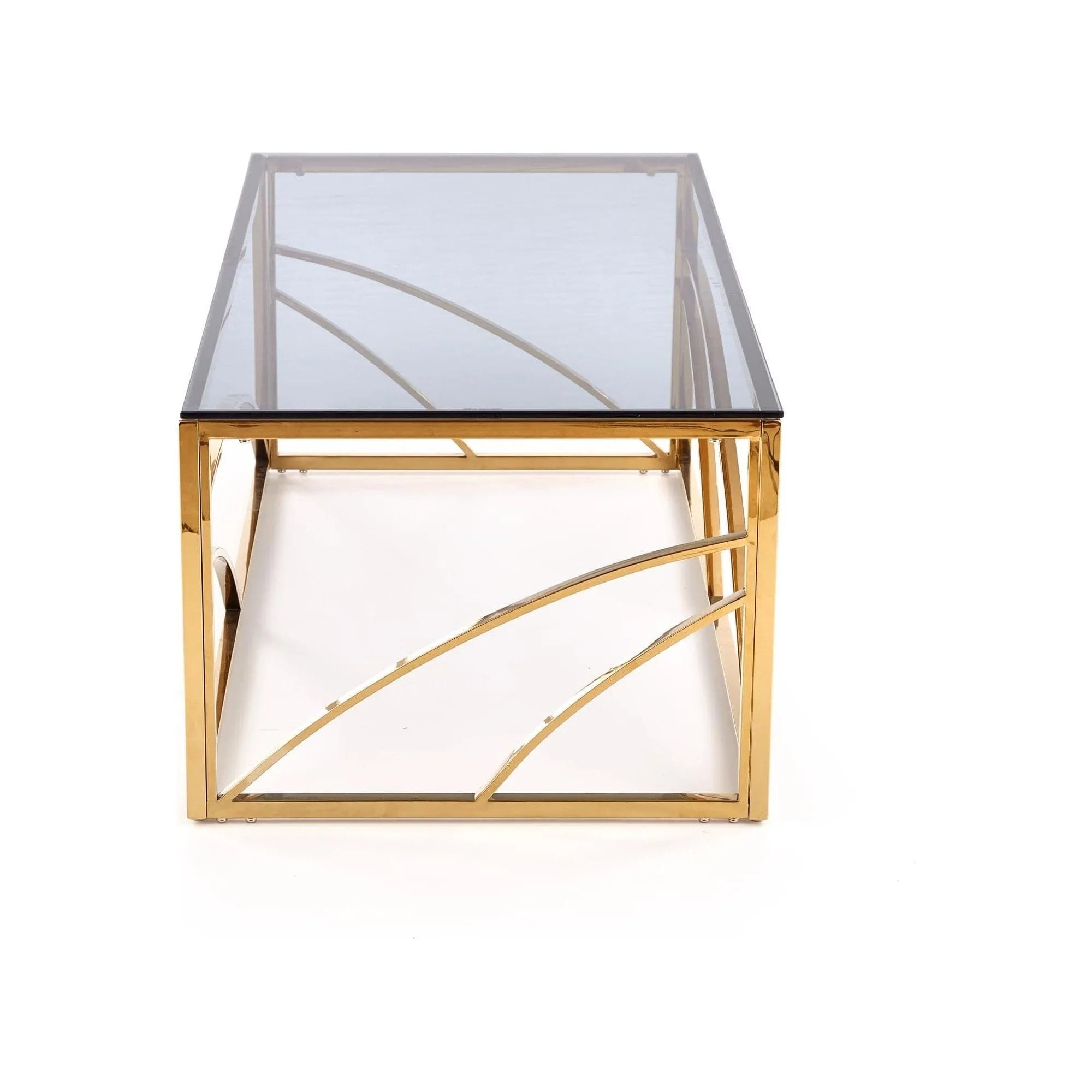 Masuta cafea Universe, transparent/auriu, sticla/otel, 120x60x45 cm