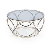Masuta cafea VENUS argintiu/transparent, sticla/otel, 80x44 cm