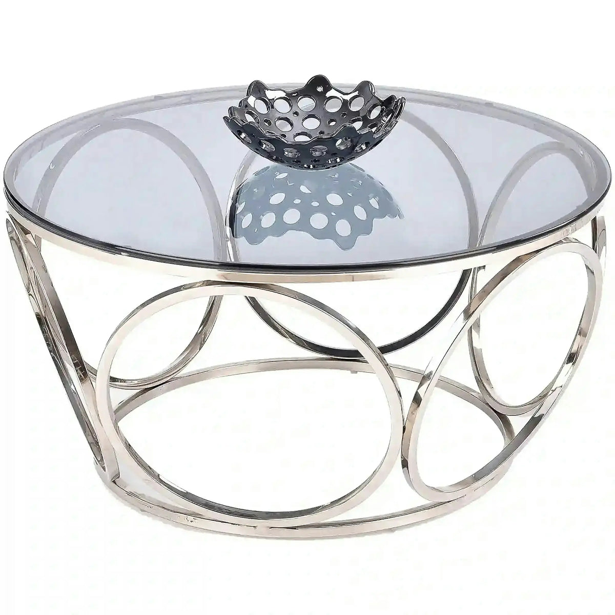 Masuta cafea VENUS argintiu/transparent, sticla/otel, 80x44 cm