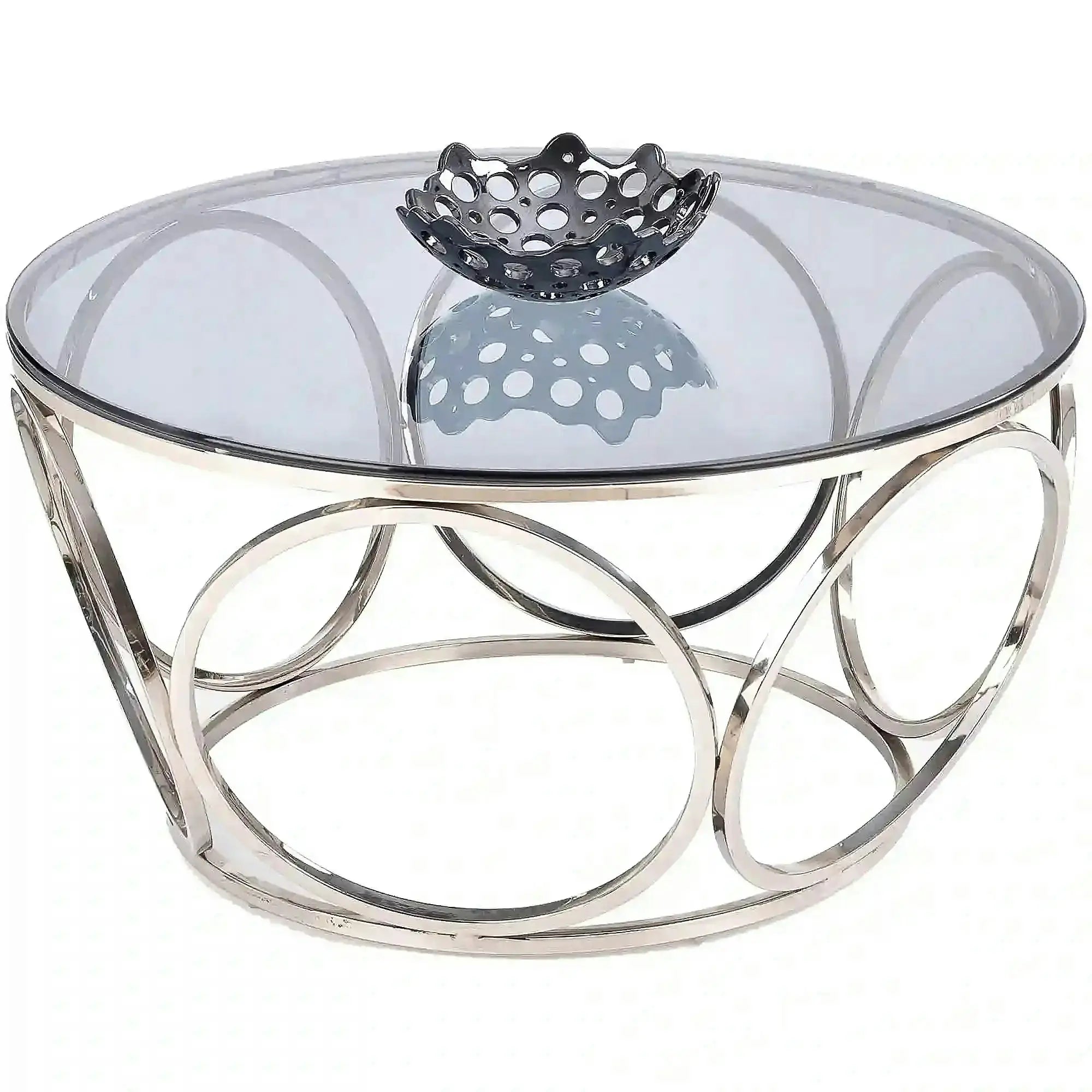 Masuta cafea VENUS argintiu/transparent, sticla/otel, 80x44 cm