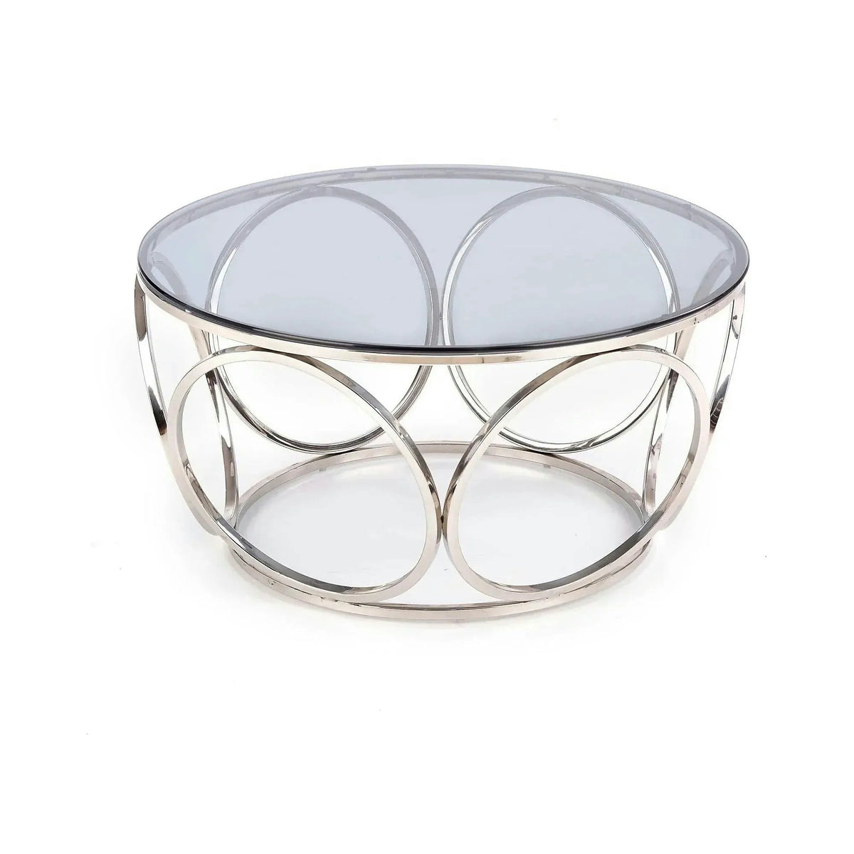 Masuta cafea VENUS argintiu/transparent, sticla/otel, 80x44 cm