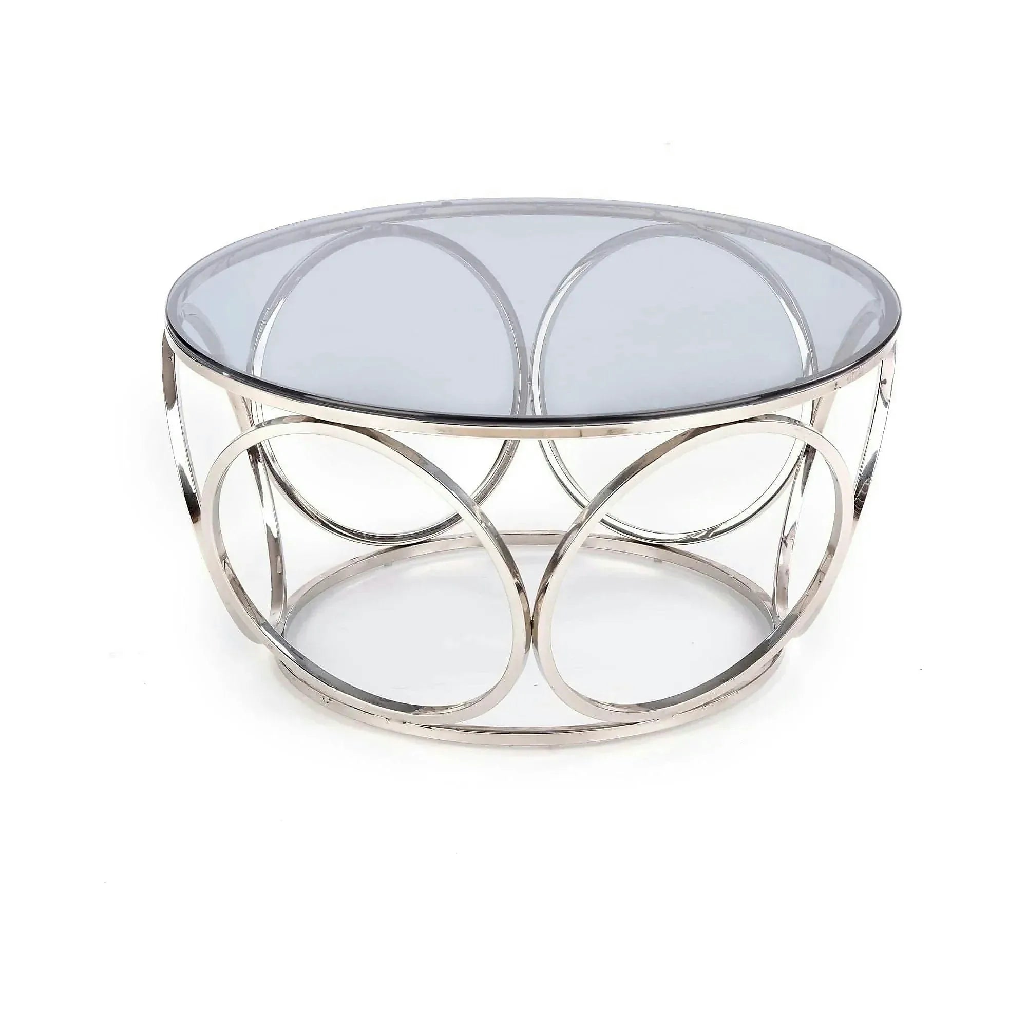 Masuta cafea VENUS argintiu/transparent, sticla/otel, 80x44 cm