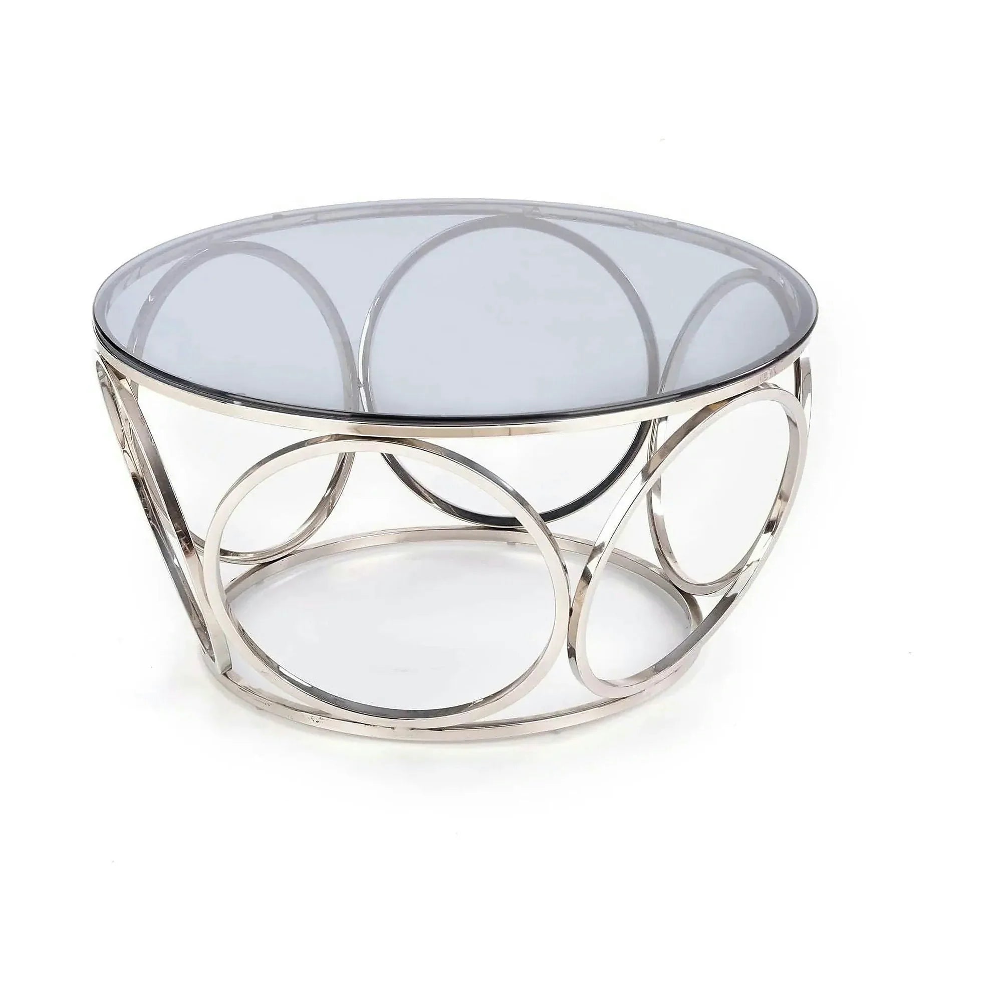 Masuta cafea VENUS argintiu/transparent, sticla/otel, 80x44 cm
