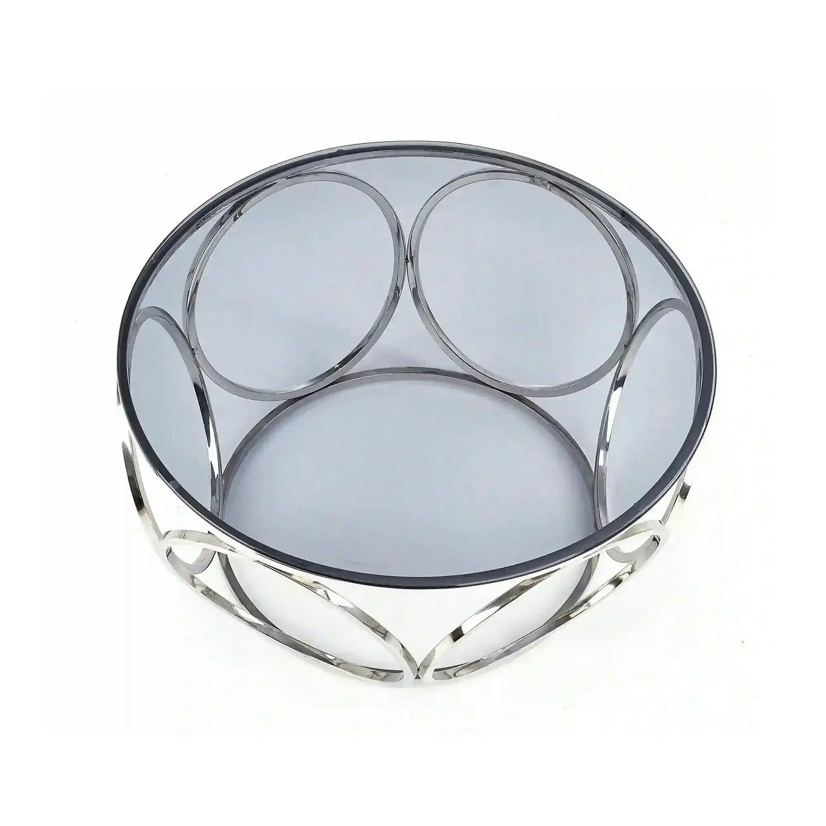 Masuta cafea VENUS argintiu/transparent, sticla/otel, 80x44 cm