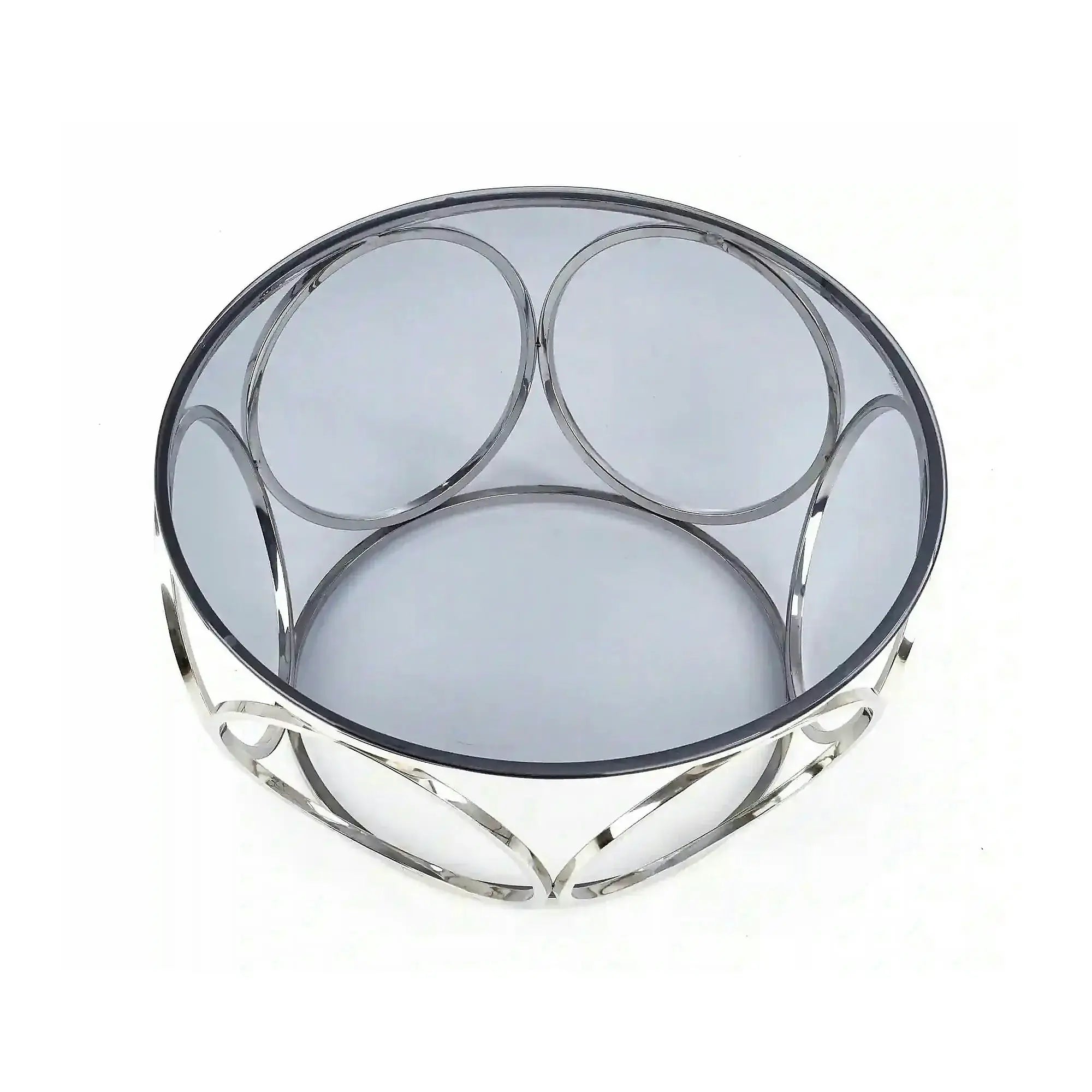 Masuta cafea VENUS argintiu/transparent, sticla/otel, 80x44 cm