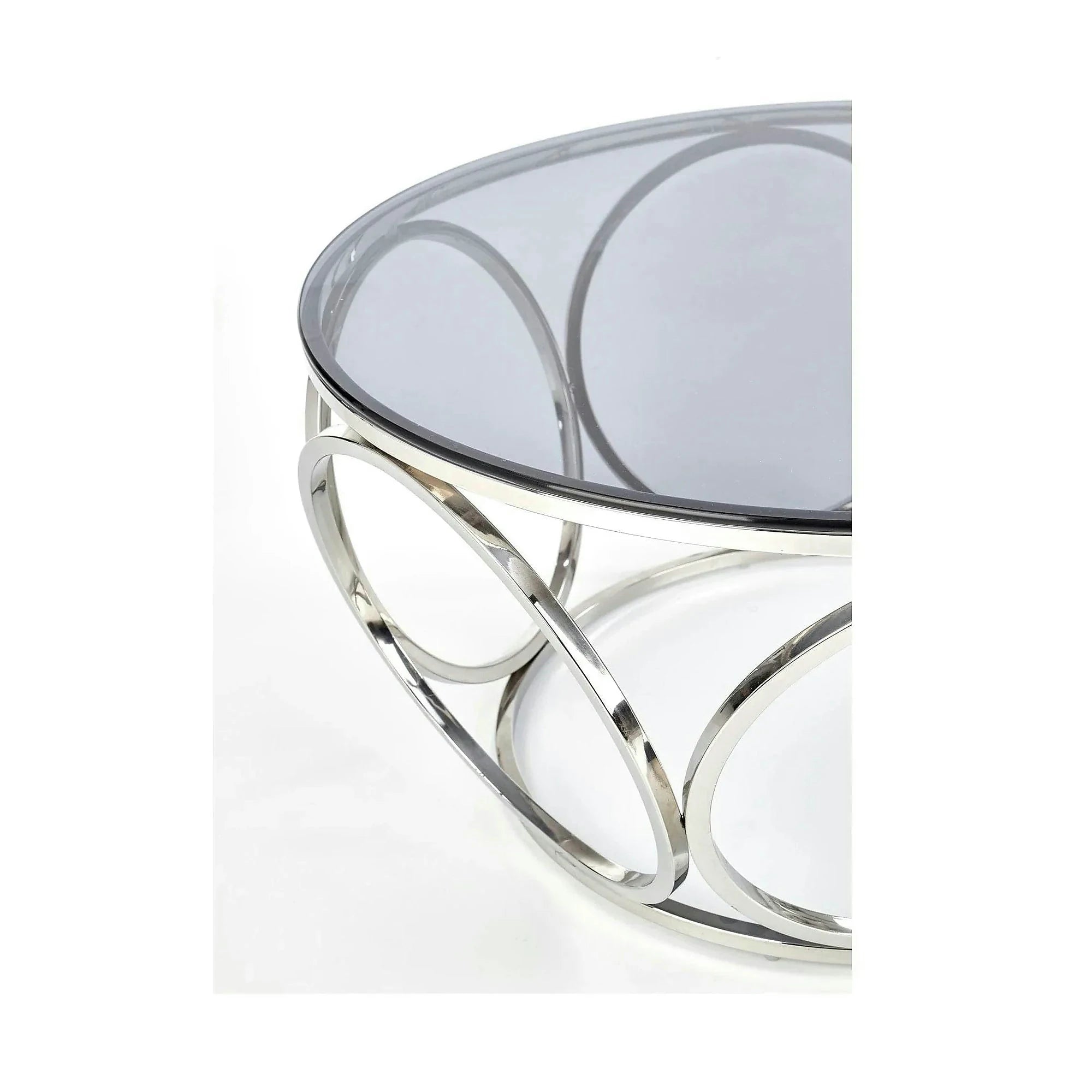 Masuta cafea VENUS argintiu/transparent, sticla/otel, 80x44 cm