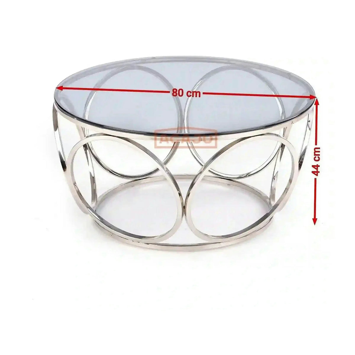 Masuta cafea VENUS argintiu/transparent, sticla/otel, 80x44 cm