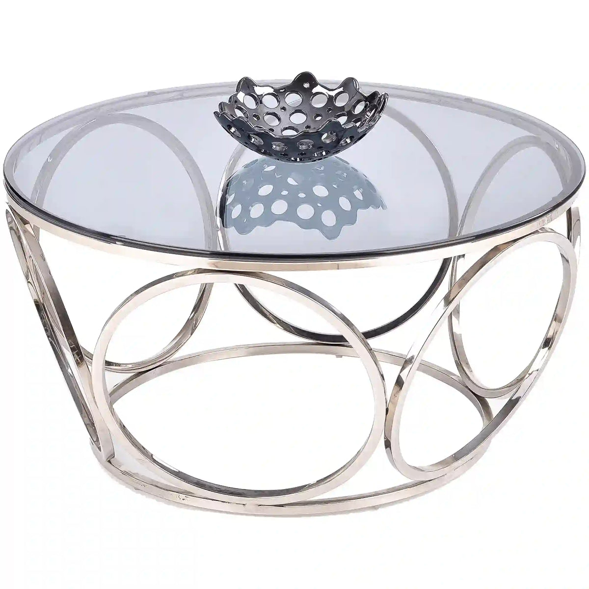 Masuta cafea VENUS argintiu/transparent, sticla/otel, 80x44 cm