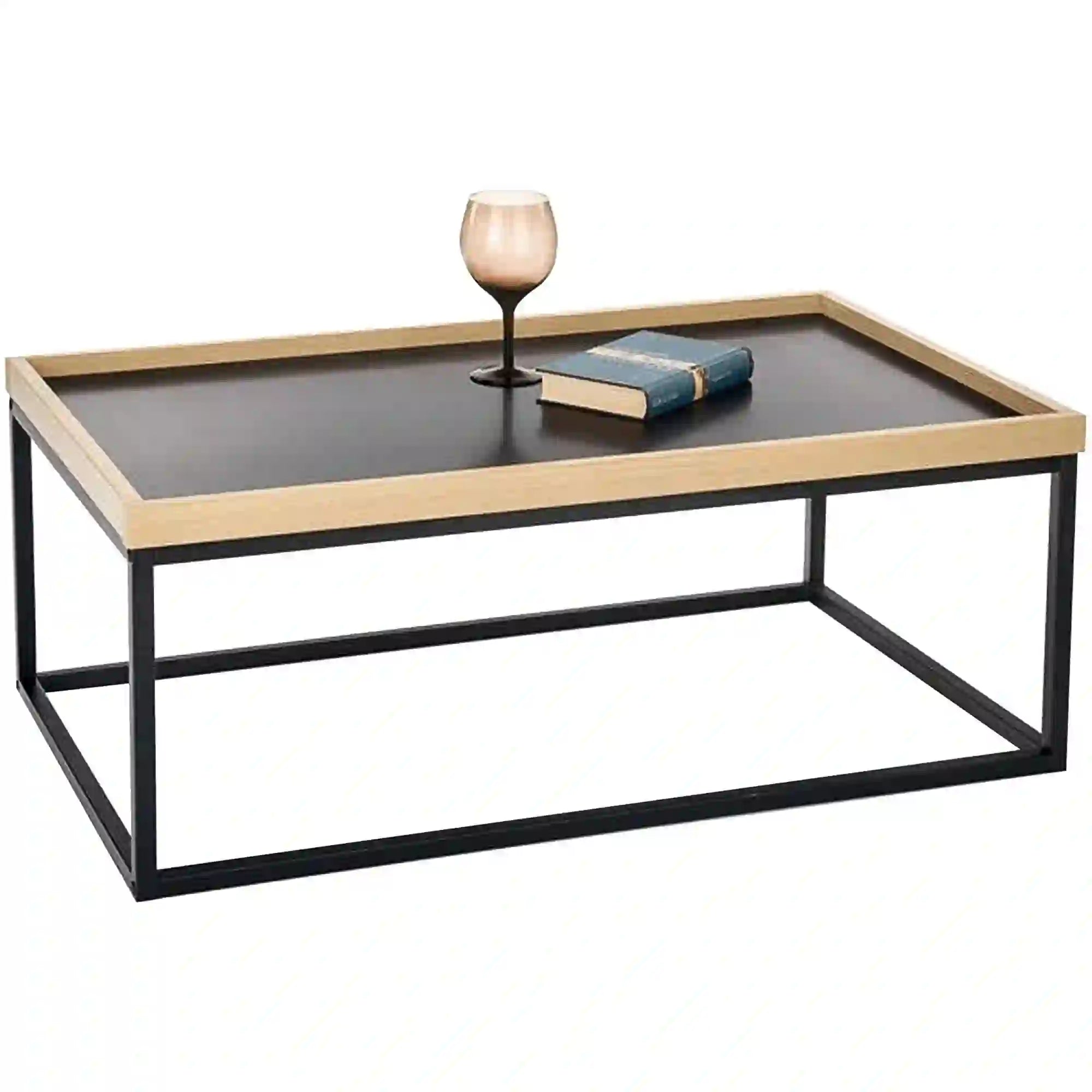 Masuta cafea VESPA, stejar/negru, PAL melaminat/otel, 100x60x39 cm