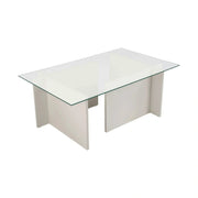 Masuta cafea VETRINO, alb/transparent, sticla/PAL, 105x65x40 cm