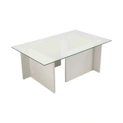 Masuta cafea VETRINO, alb/transparent, sticla/PAL, 105x65x40 cm